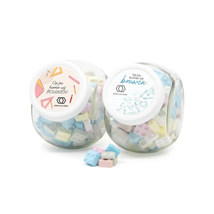 Glazen snoeppot 0,4L met bouwsteentjes- Leraar Glazen snoeppot 0,4L met bouwsteentjes- Leraar