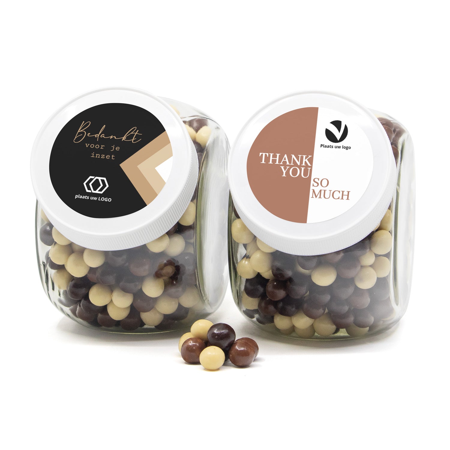 Glazen snoeppot 0,9L met eigen etiket - Zakelijk - Bedankjes.nl