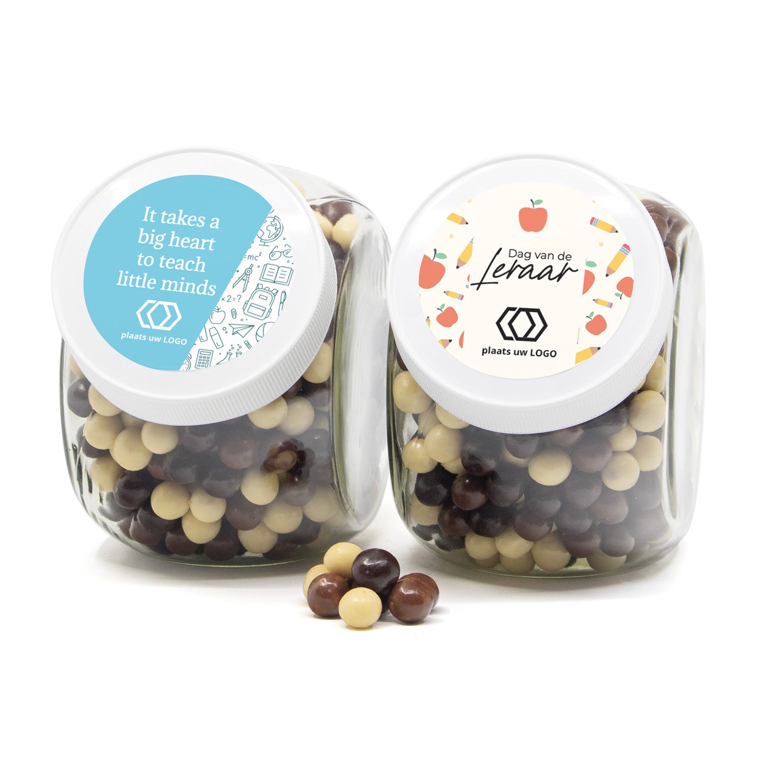 Glazen snoeppot 0,9L met eigen etiket - Leraar - Bedankjes.nl