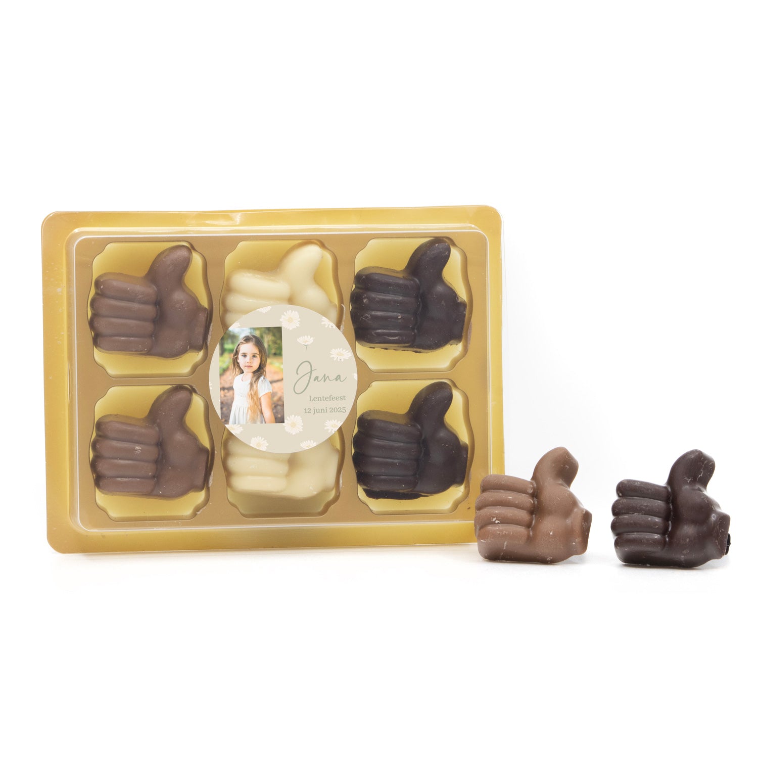 Chocolade duimpjes 6st - Communie meisjes - Bedankjes.nl