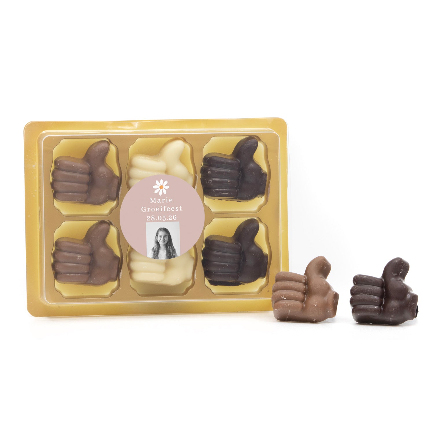 Chocolade duimpjes 6st - Communie meisjes - Bedankjes.nl