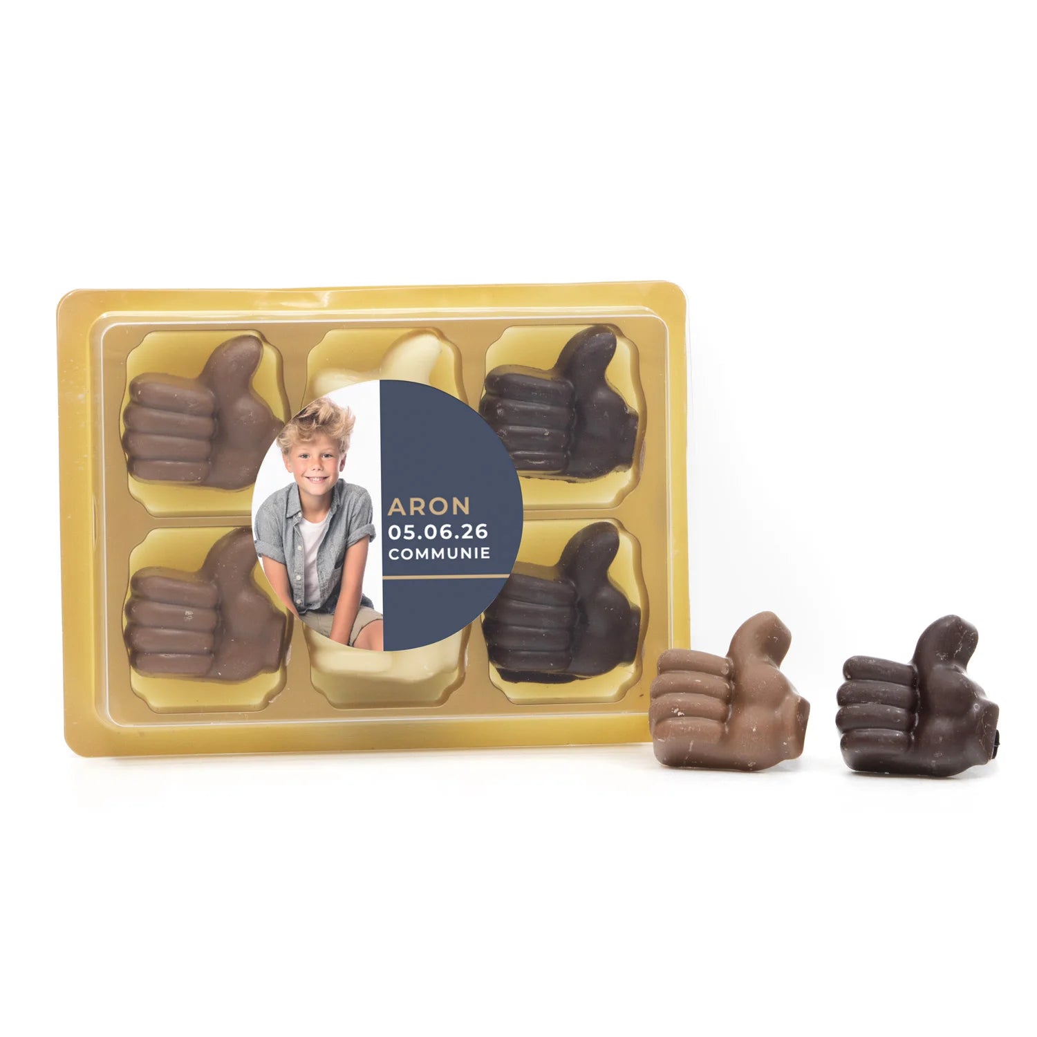 Chocolade duimpjes 6st - Communie jongens - Bedankjes.nl
