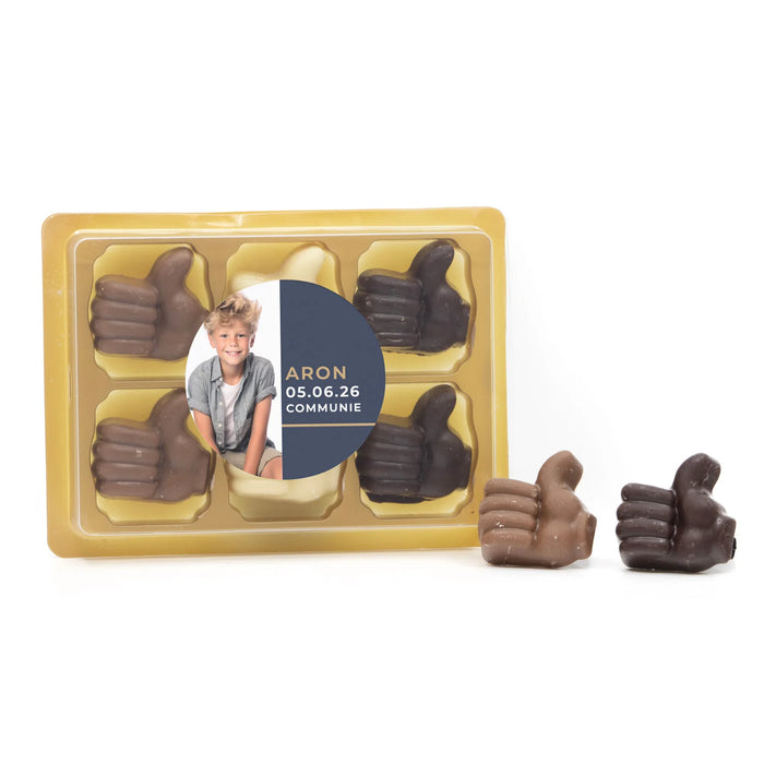 Chocolade duimpjes 6st - Communie jongens Chocolade duimpjes 6st - Communie jongens