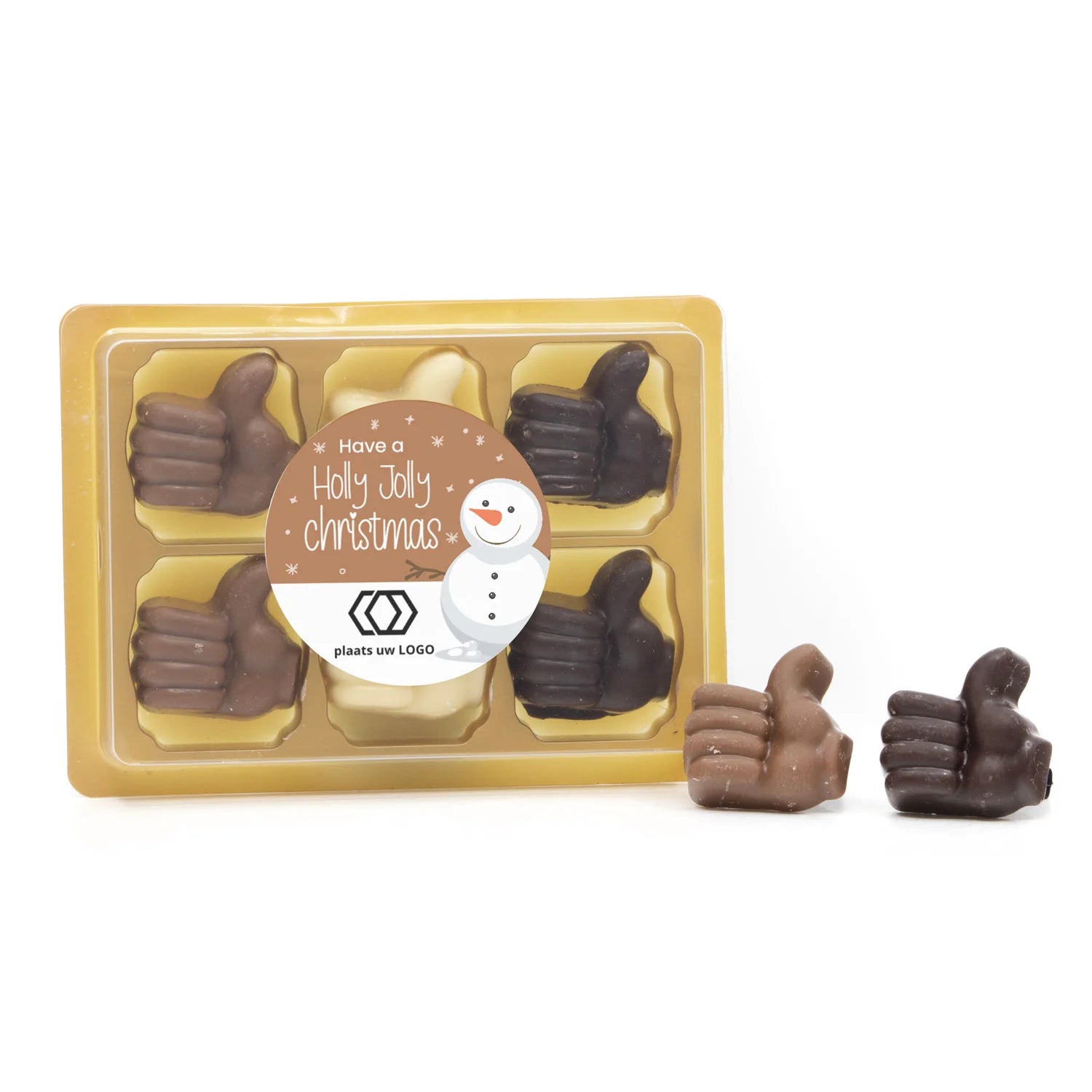 Doosje met 6 chocolade duimpjes - Kerst - Bedankjes.nl