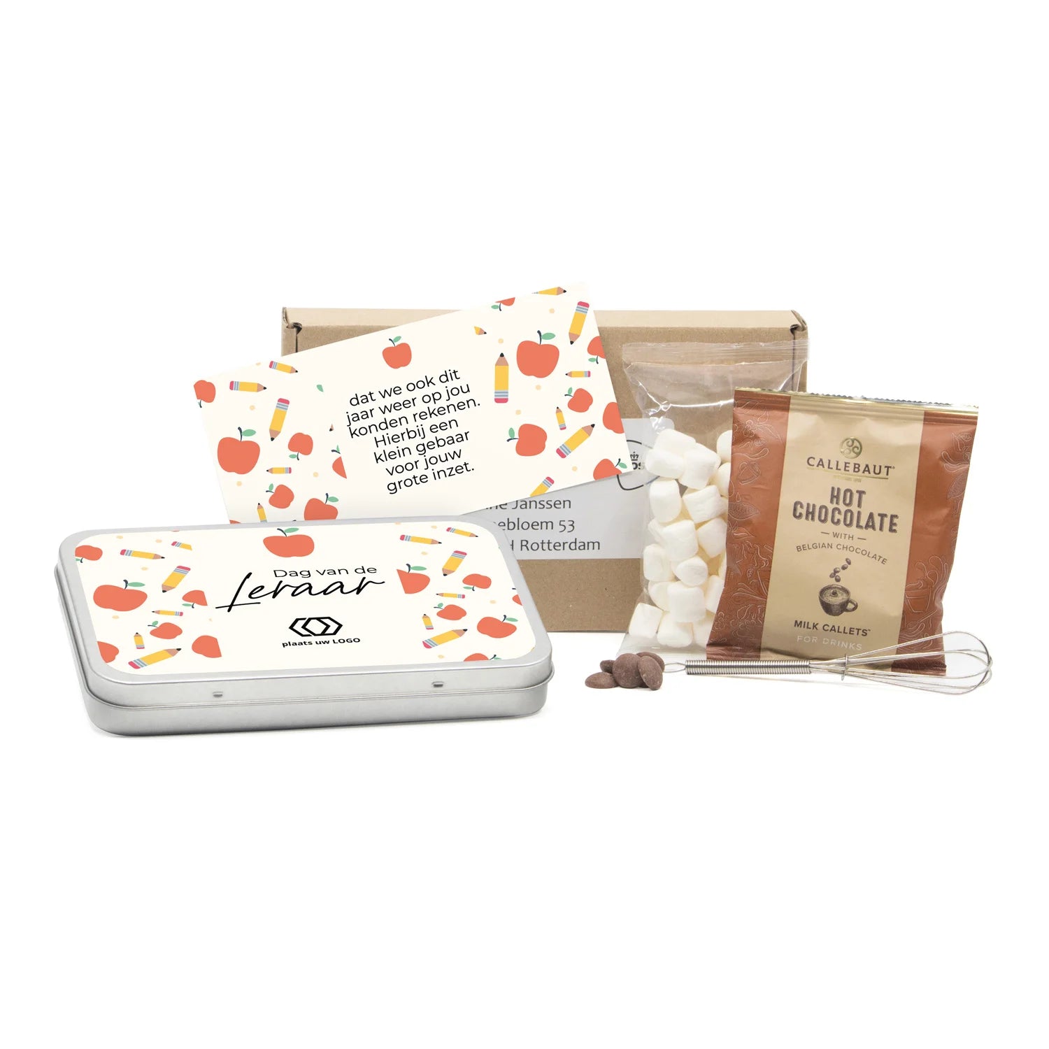 Hot Chocolate met eigen kaart in blik - Leraar - Bedankjes.nl