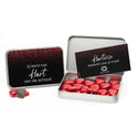 Chocolade harten in blik met persoonlijke kaart - Leraar - Bedankjes.nl