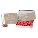 Chocolade harten in blik met persoonlijke kaart - Zakelijk - Bedankjes.nl