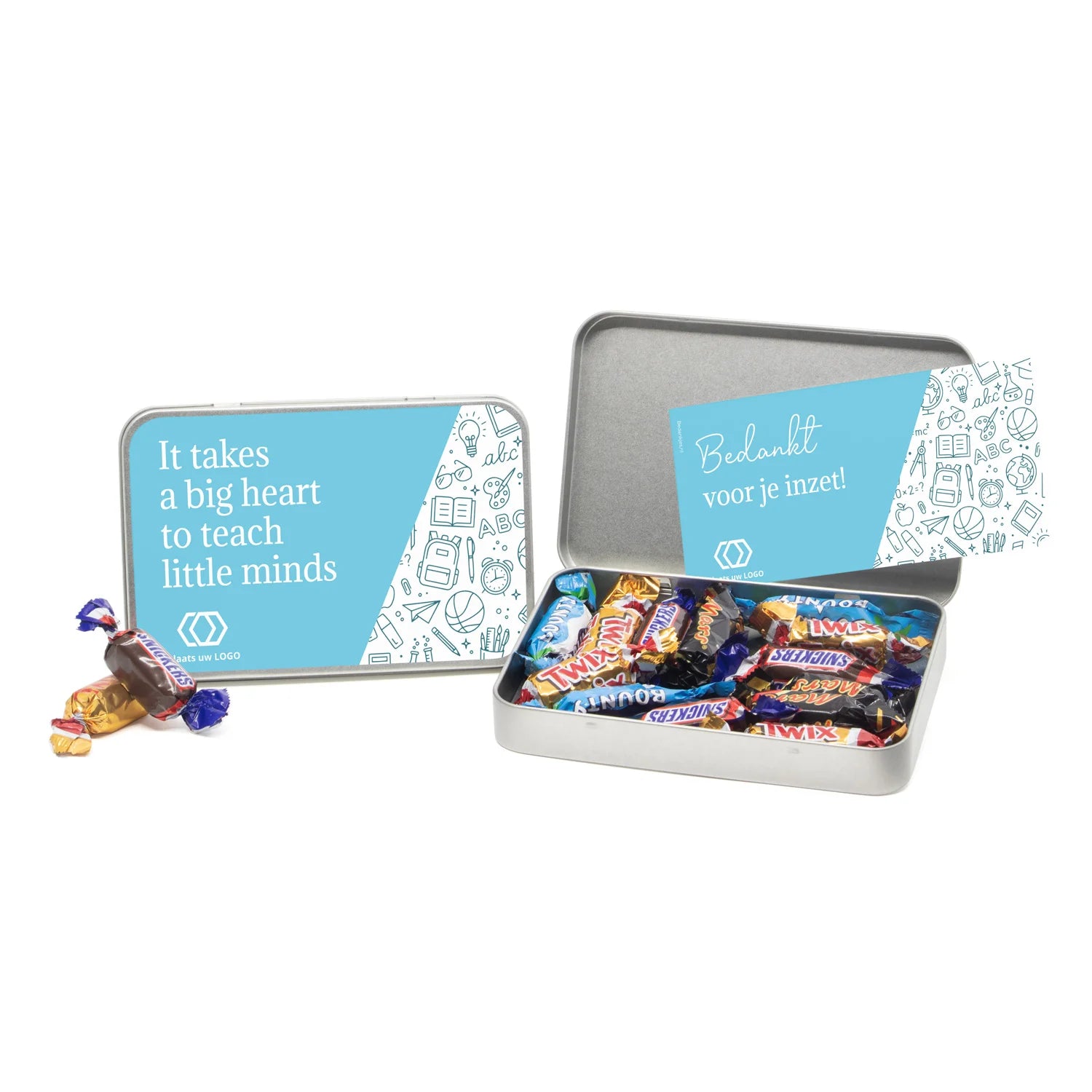 Celebrations in blik met eigen kaart - Leraar - Bedankjes.nl