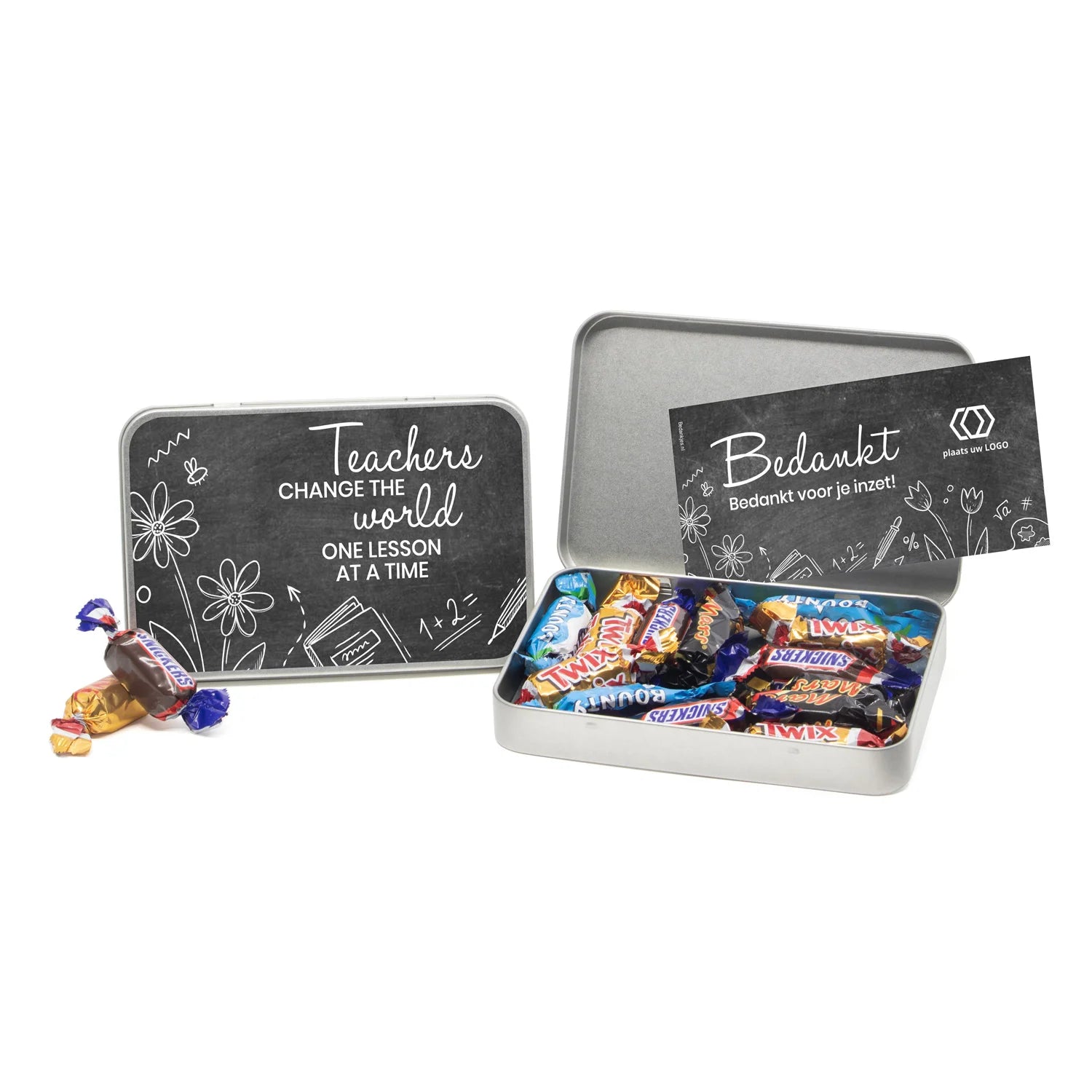 Celebrations in blik met eigen kaart - Leraar - Bedankjes.nl