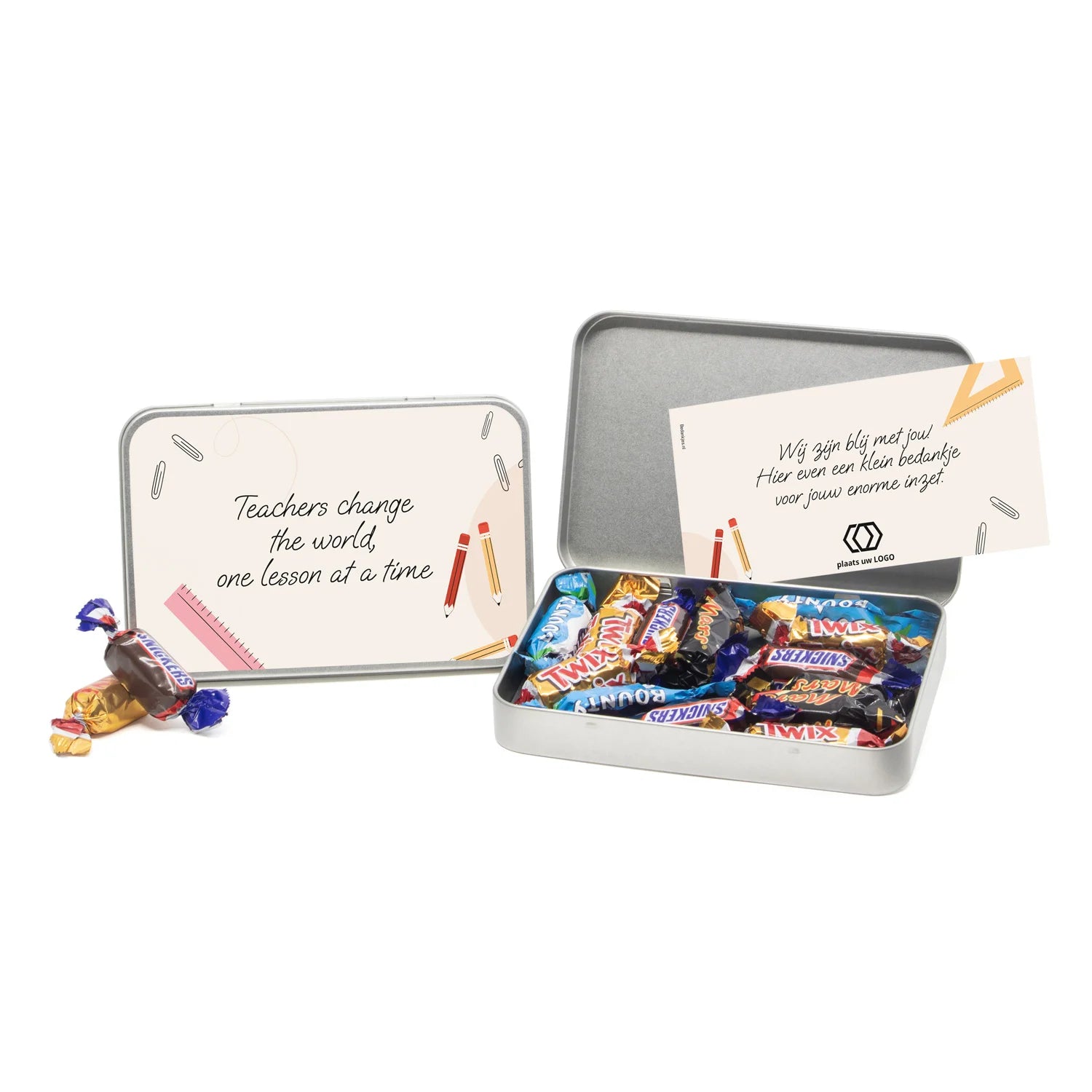 Celebrations in blik met eigen kaart - Leraar - Bedankjes.nl