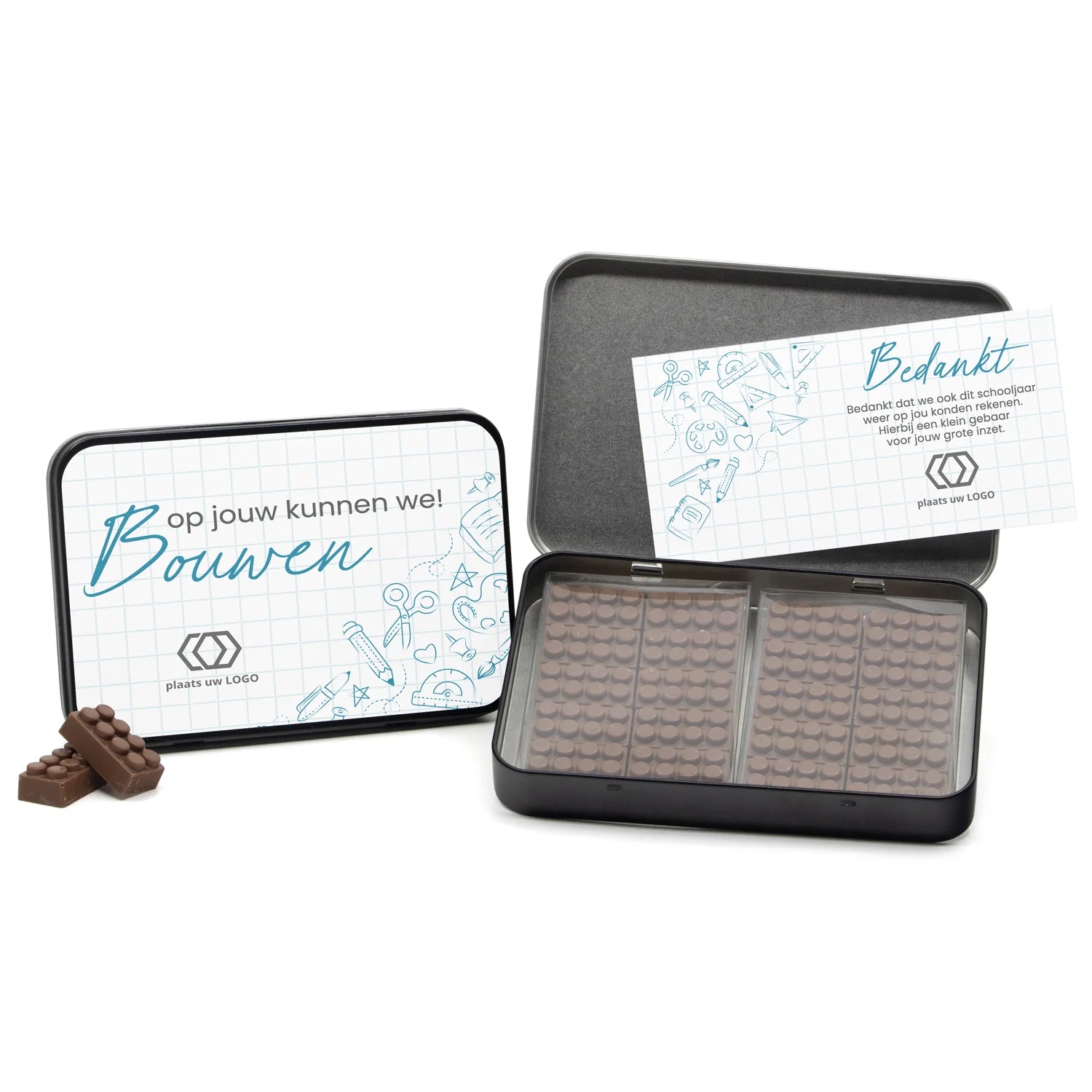 Bouwstenen in bewaarblik eigen kaart - Leraar - Bedankjes.nl