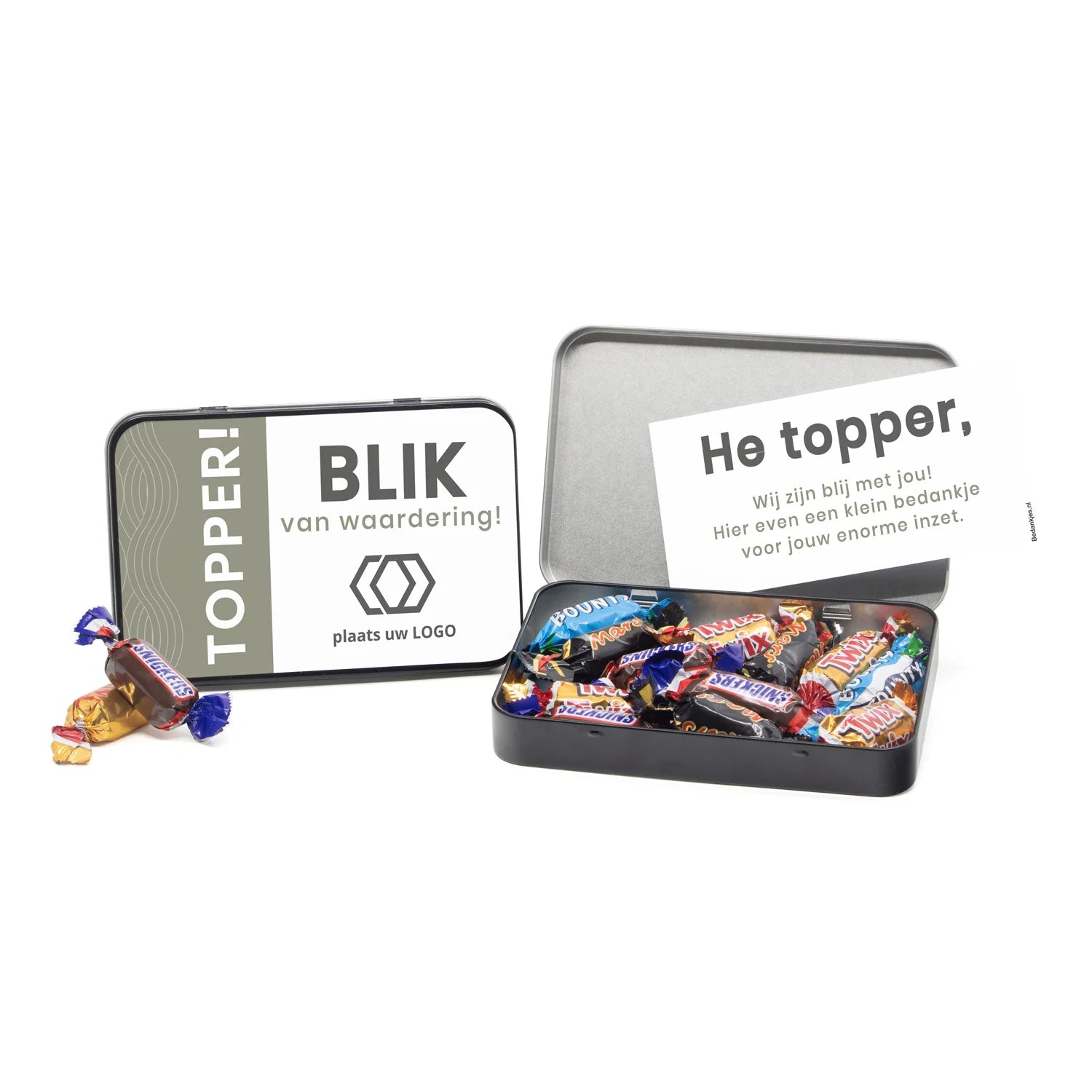 Celebrations in blik met eigen kaart - Zakelijk - Bedankjes.nl