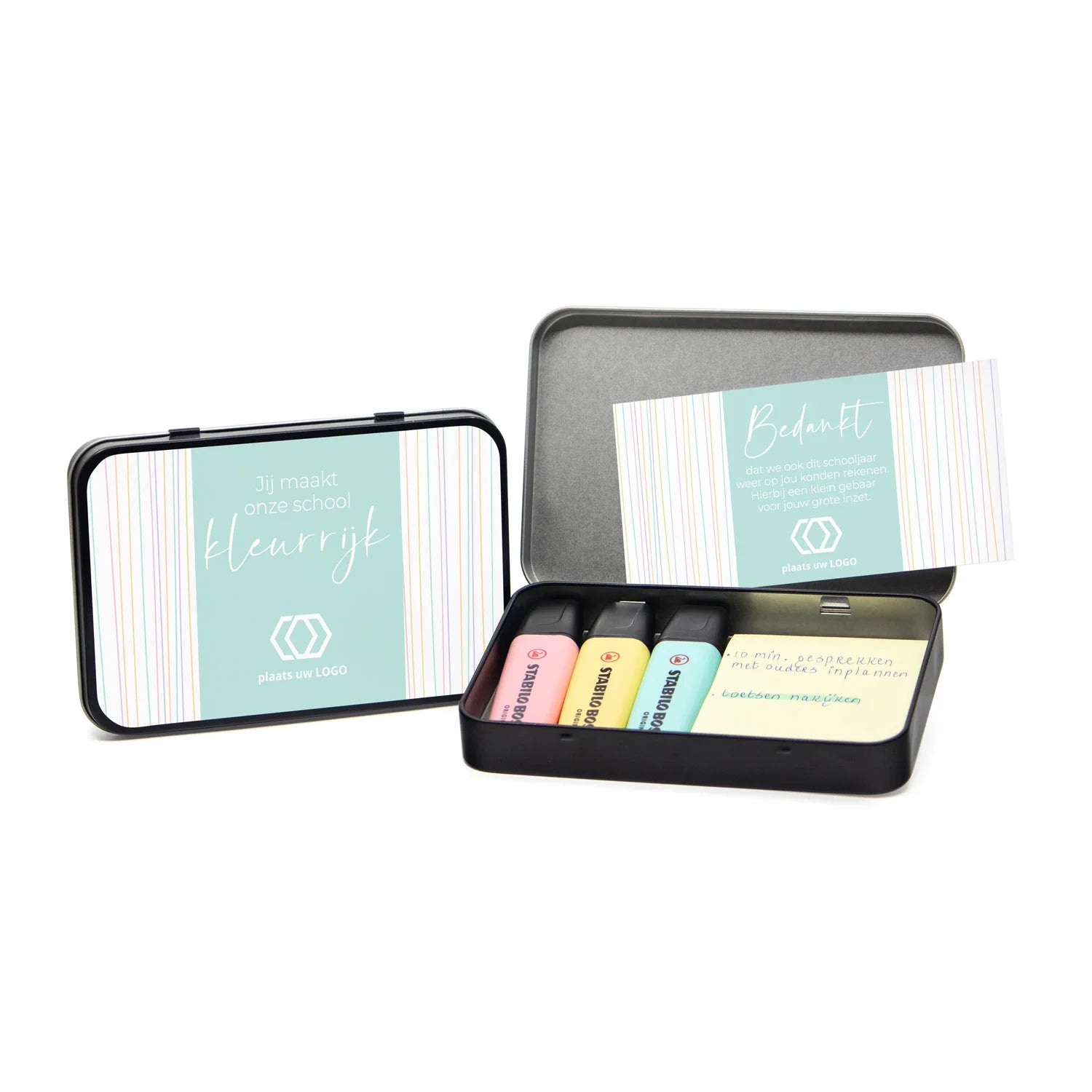 Persoonlijk blik met Stabilo stiften en sticky notes - Leraar - Bedankjes.nl
