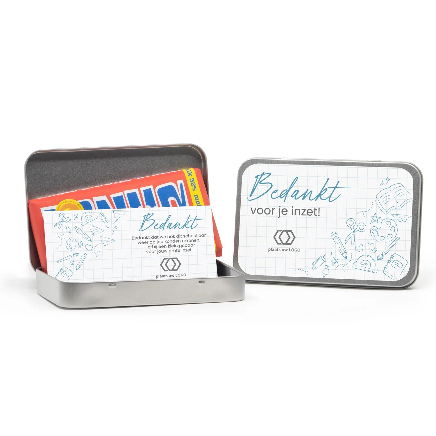 Tony's Chocolonely 180 gram in blik - Leraar - Bedankjes.nl