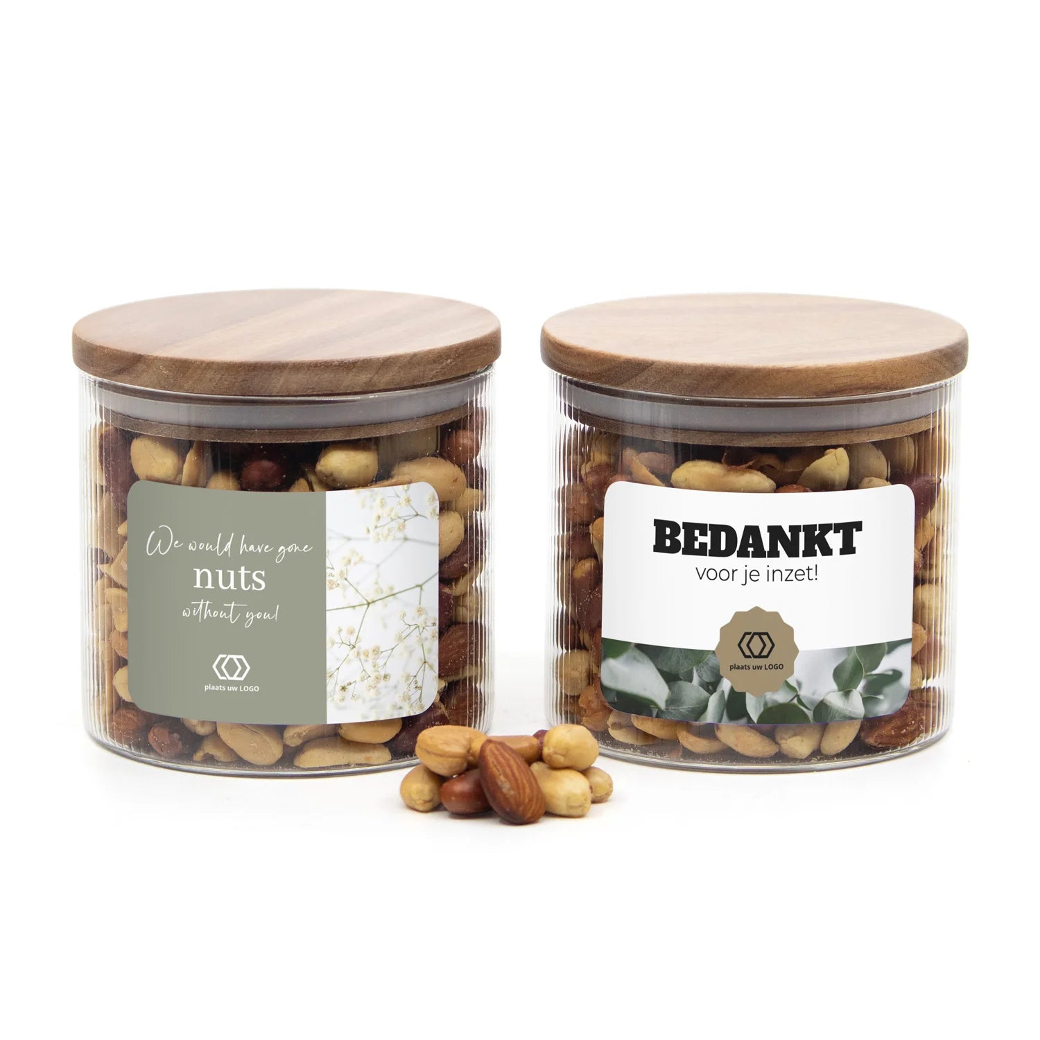 Medium pot met ribbelglas met verse notenmix - Zakelijk - Bedankjes.nl