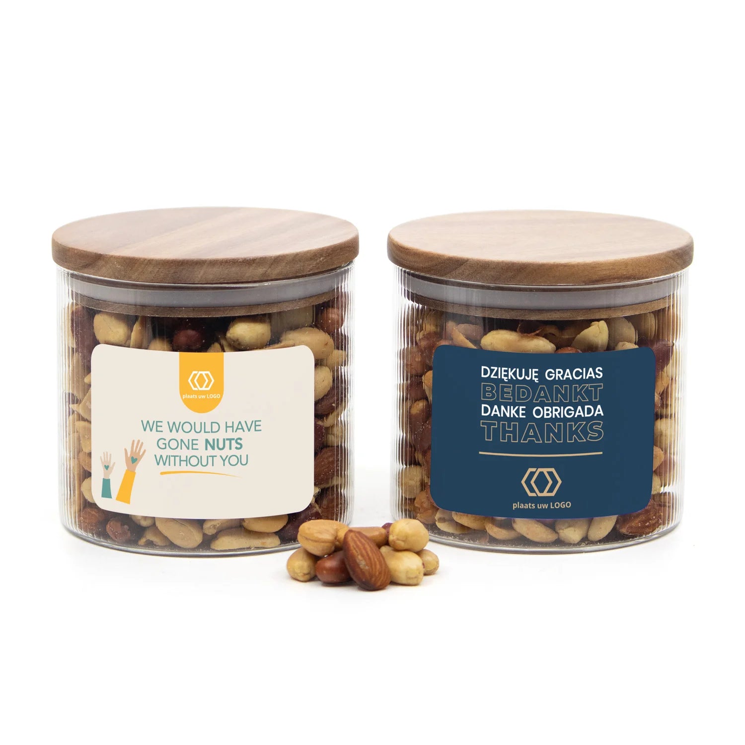 Medium pot met ribbelglas met verse notenmix - Zakelijk