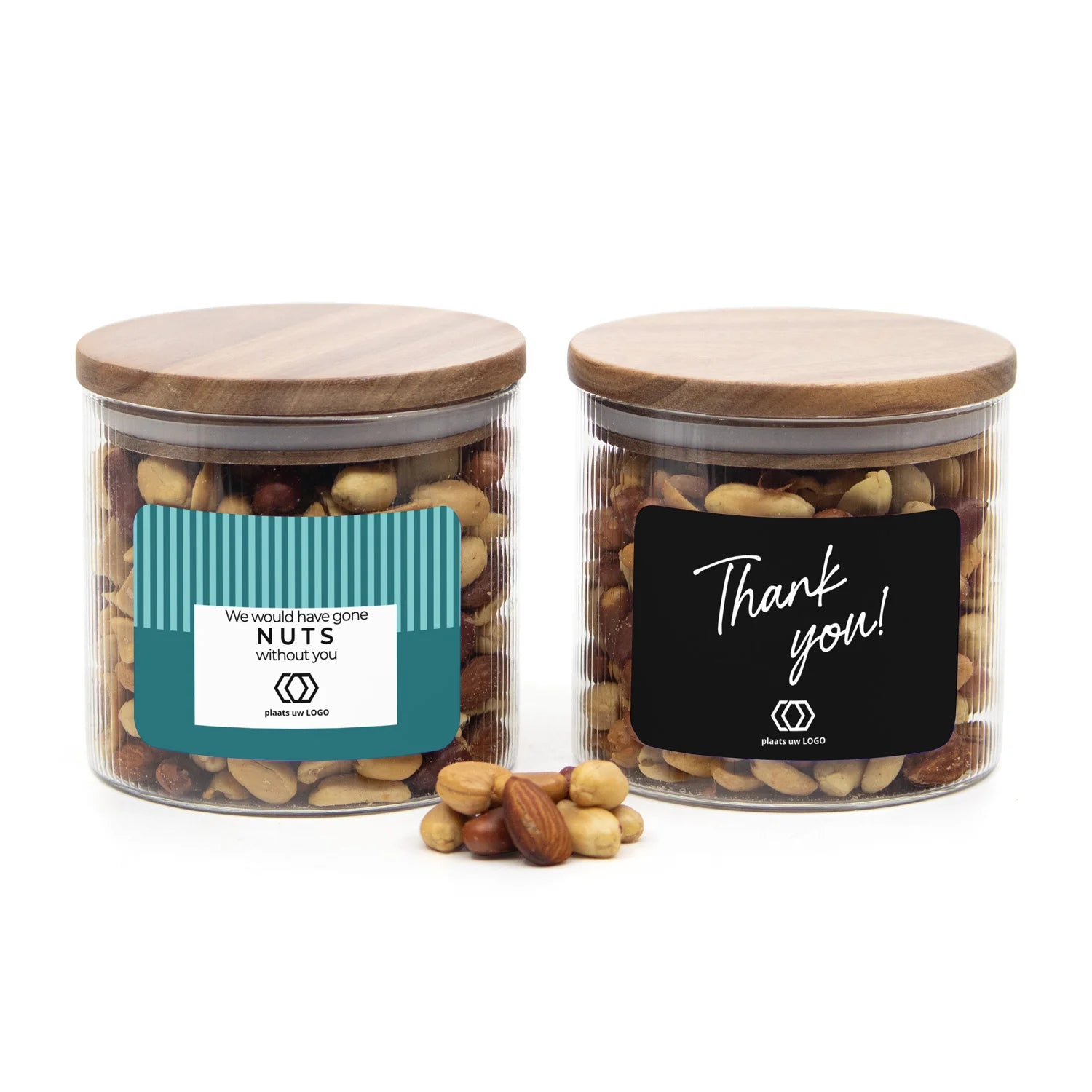Medium pot met ribbelglas met verse notenmix - Zakelijk