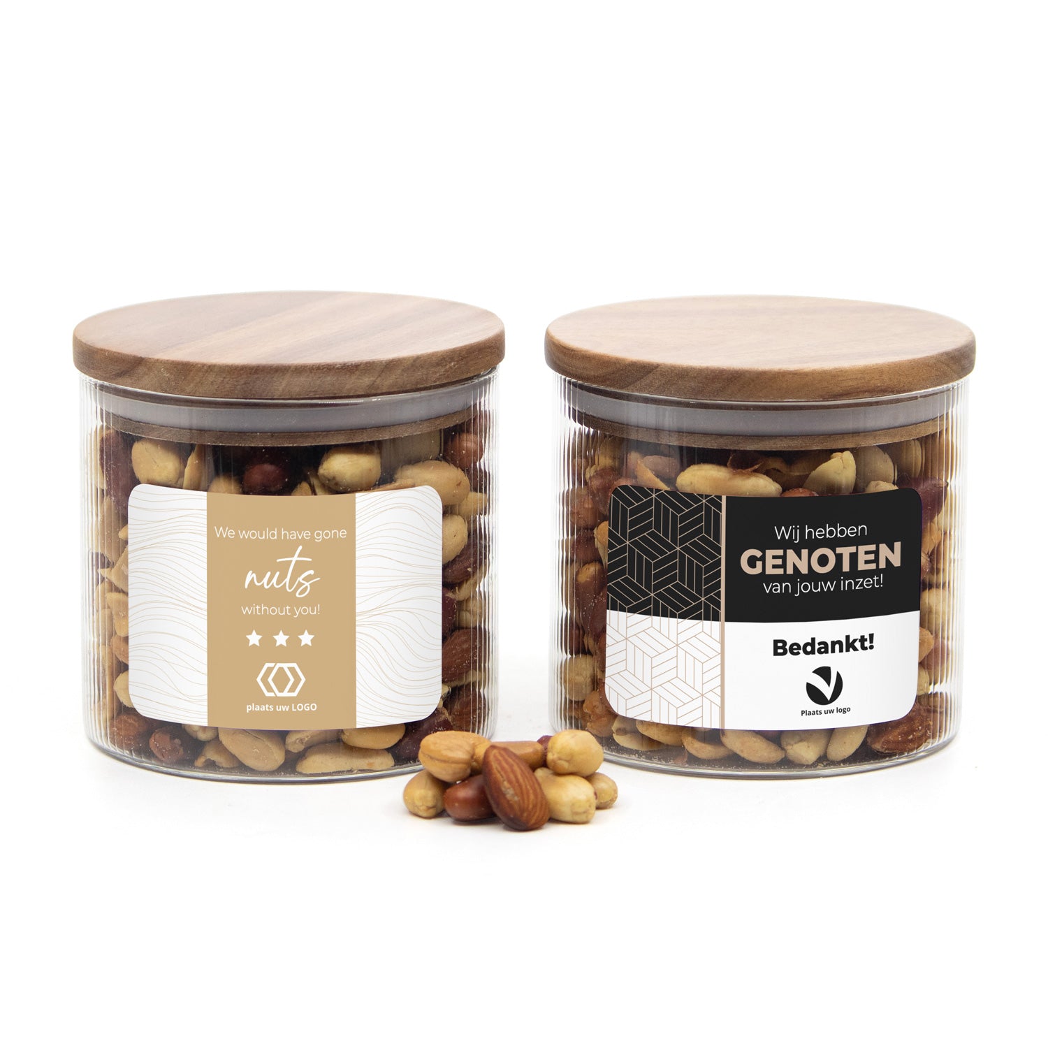 Medium pot met ribbelglas met verse notenmix - Zakelijk - Bedankjes.nl