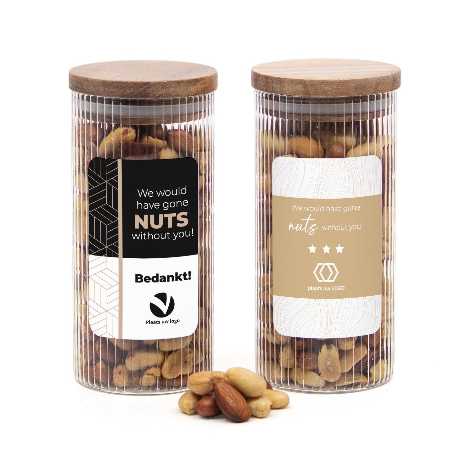 Pot met ribbelglas met verse notenmix - Zakelijk - Bedankjes.nl
