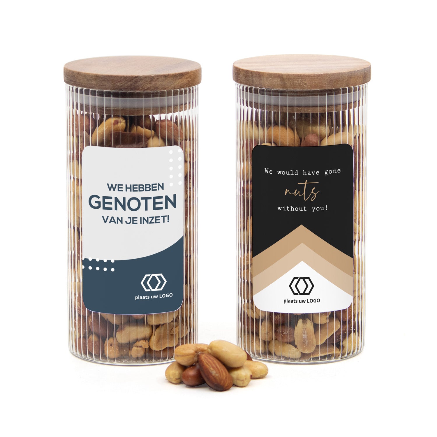 Pot met ribbelglas met verse notenmix - Zakelijk - Bedankjes.nl