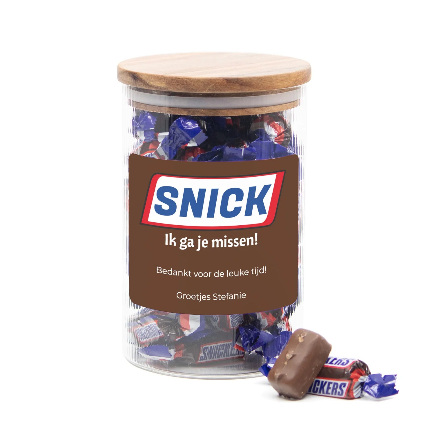 Snick... Ik ga ervandoor! Pot met persoonlijk etiket - Afscheid collega - Bedankjes.nl