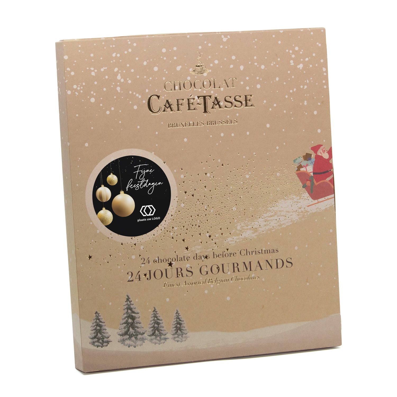 Adventskalender met eigen logo topkwaliteit chocolade - Kerst - Bedankjes.nl