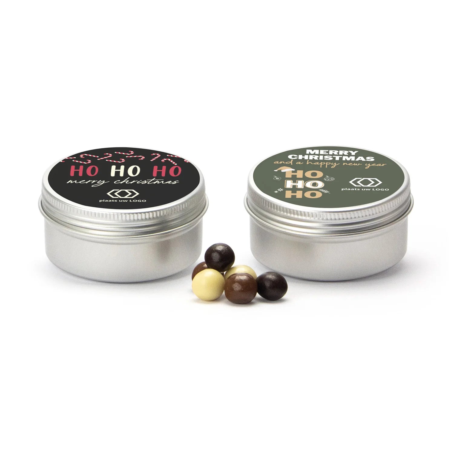 Aluminium blikje met snoepjes - Kerst - Bedankjes.nl