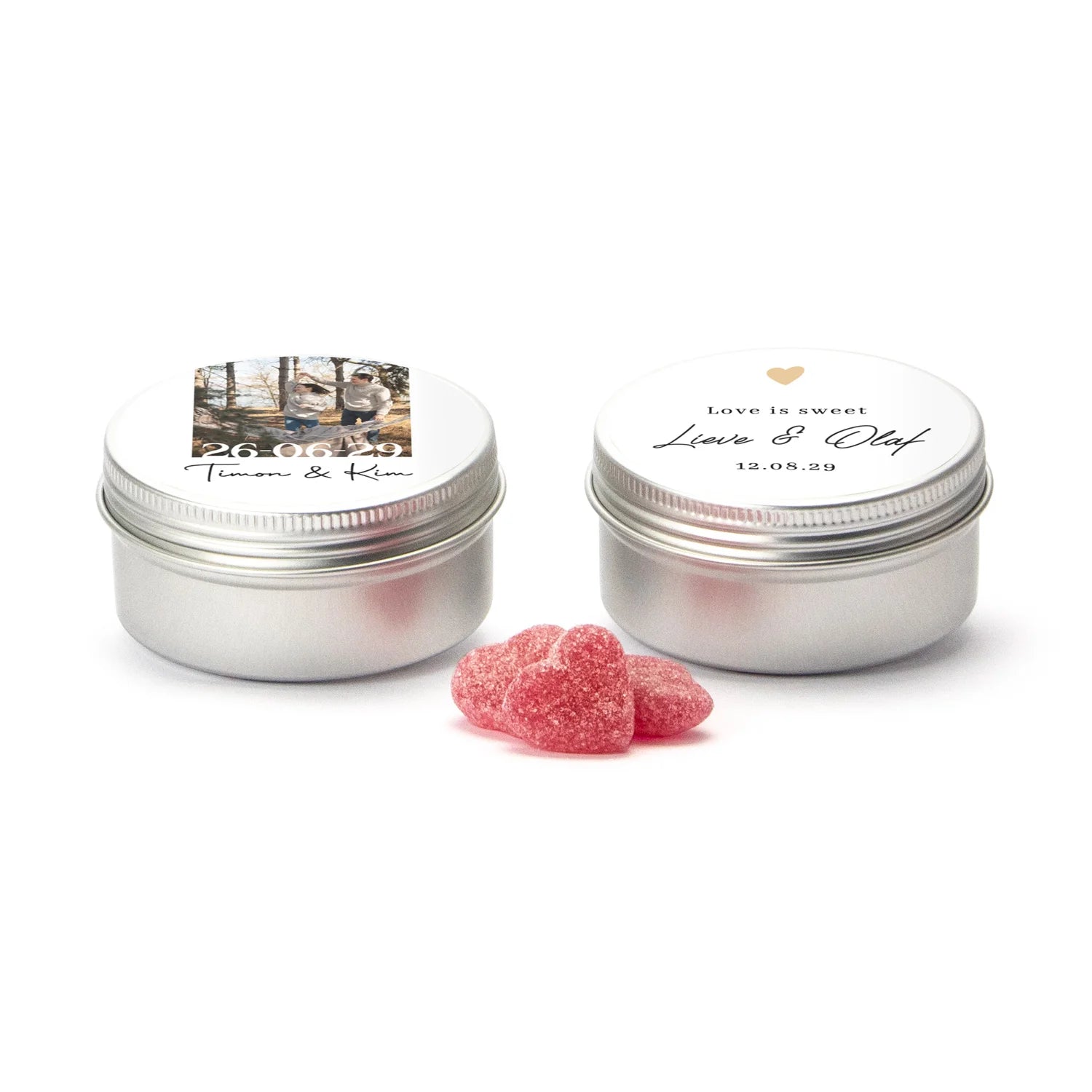 Blikje met eigen etiket - Trouwen - Bedankjes.nl