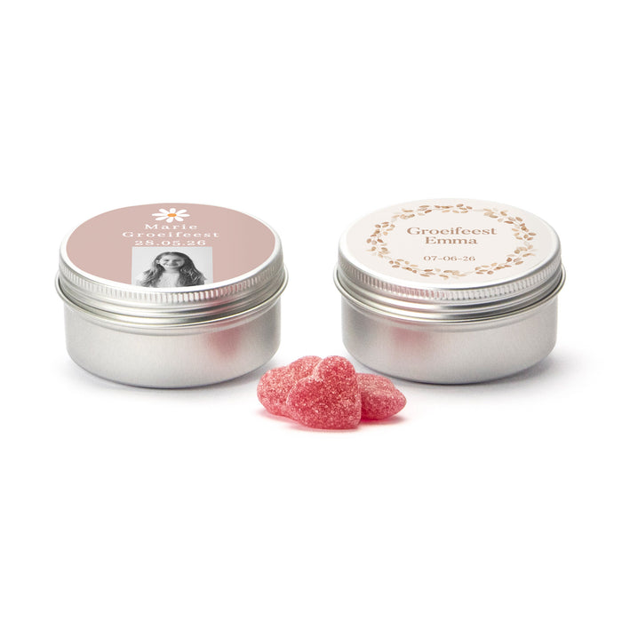 Gepersonaliseerd snoepblikje - Communie meisjes (Ø68 x 35) Gepersonaliseerd snoepblikje - Communie meisjes (Ø68 x 35)