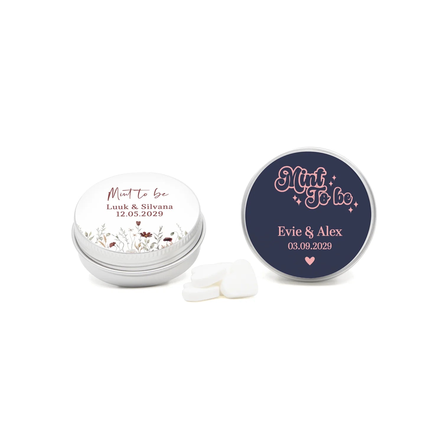 Mint to be blikje met snoepjes - Trouwen - Bedankjes.nl