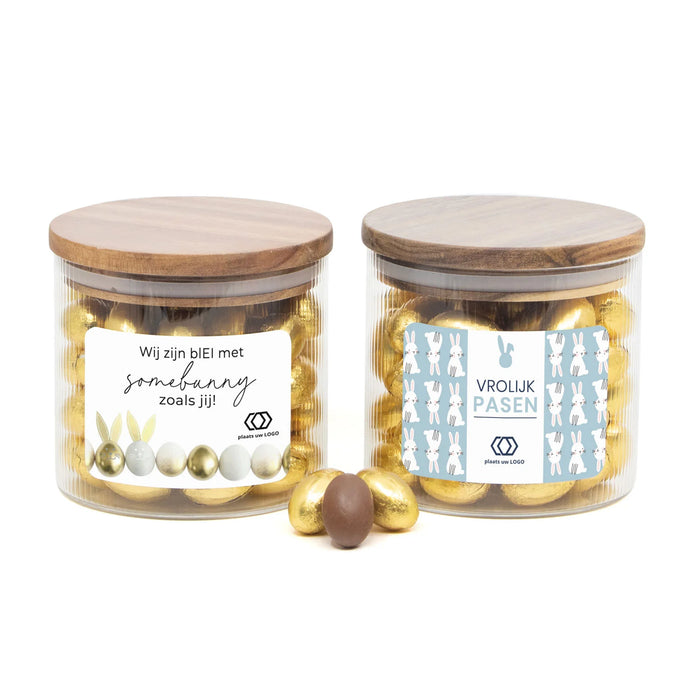 Pot medium met ribbelglas en paaseitjes - Pasen Pot medium met ribbelglas en paaseitjes - Pasen