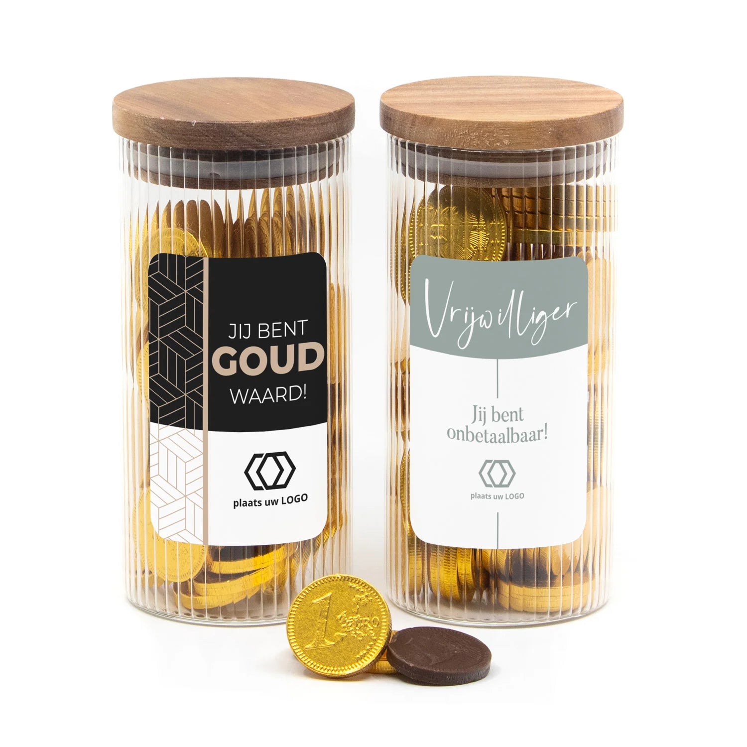 Luxe pot gevuld met chocolade munten - vrijwilliger