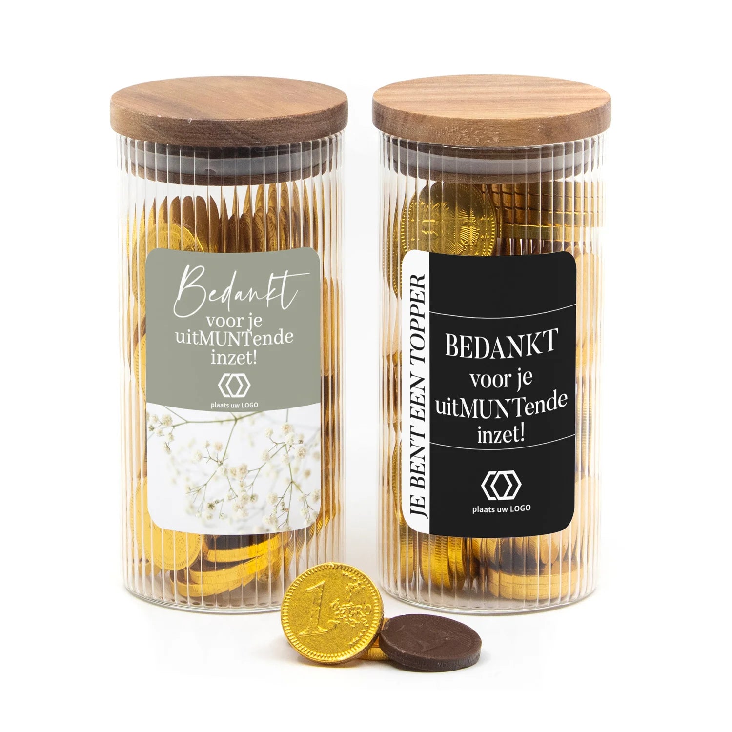 Luxe pot gevuld met chocolade munten - vrijwilliger