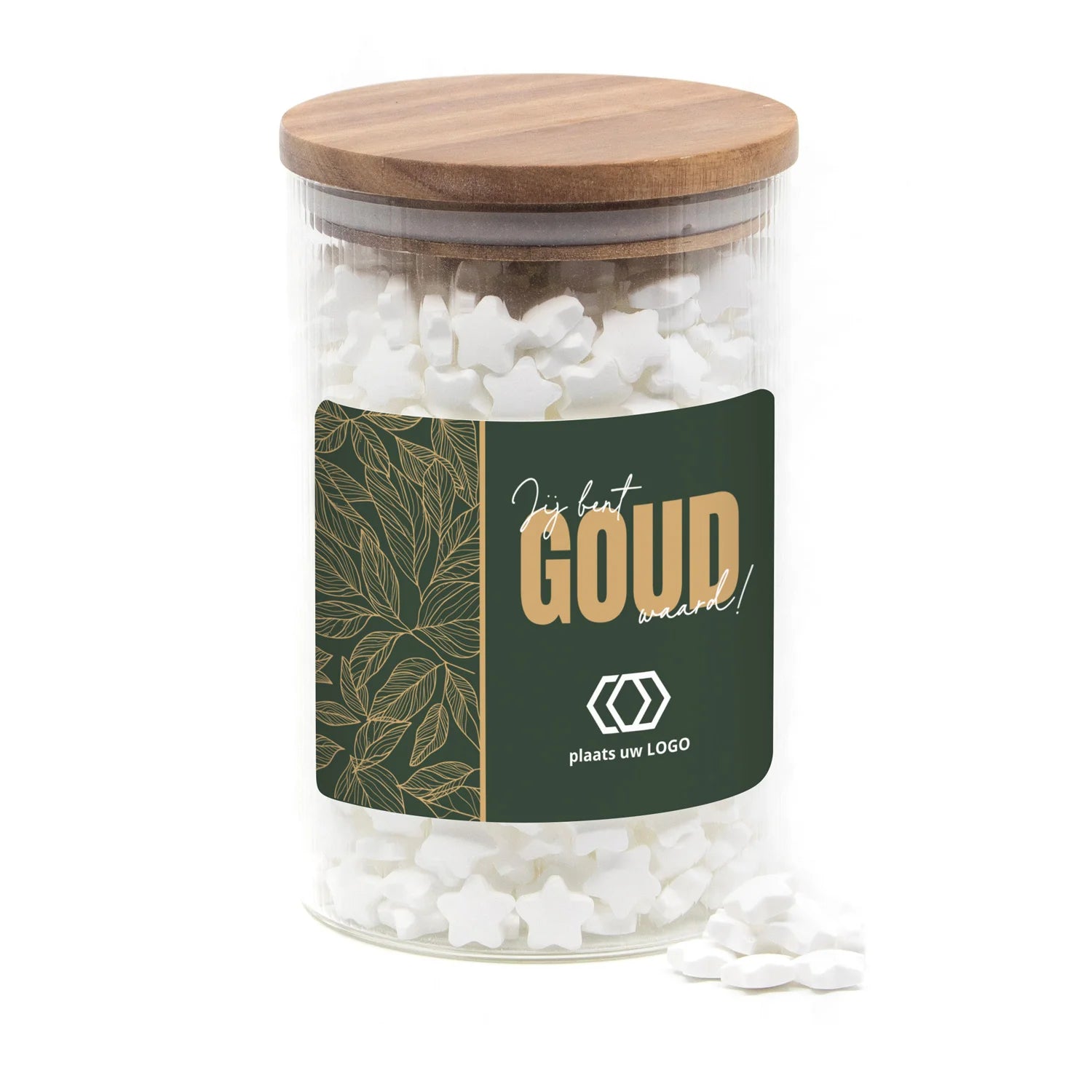 Luxe grote snoeppot met ribbelglas - Zakelijk - Bedankjes.nl
