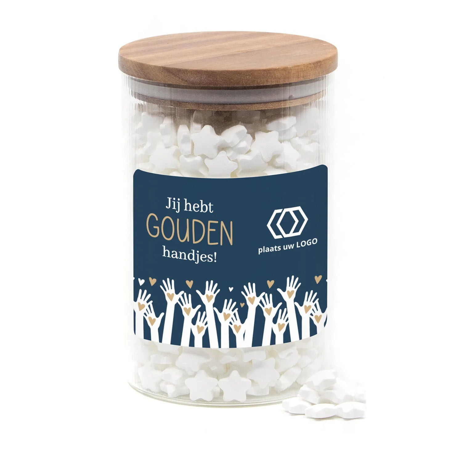 Luxe grote snoeppot met ribbelglas - Verpleging - Bedankjes.nl