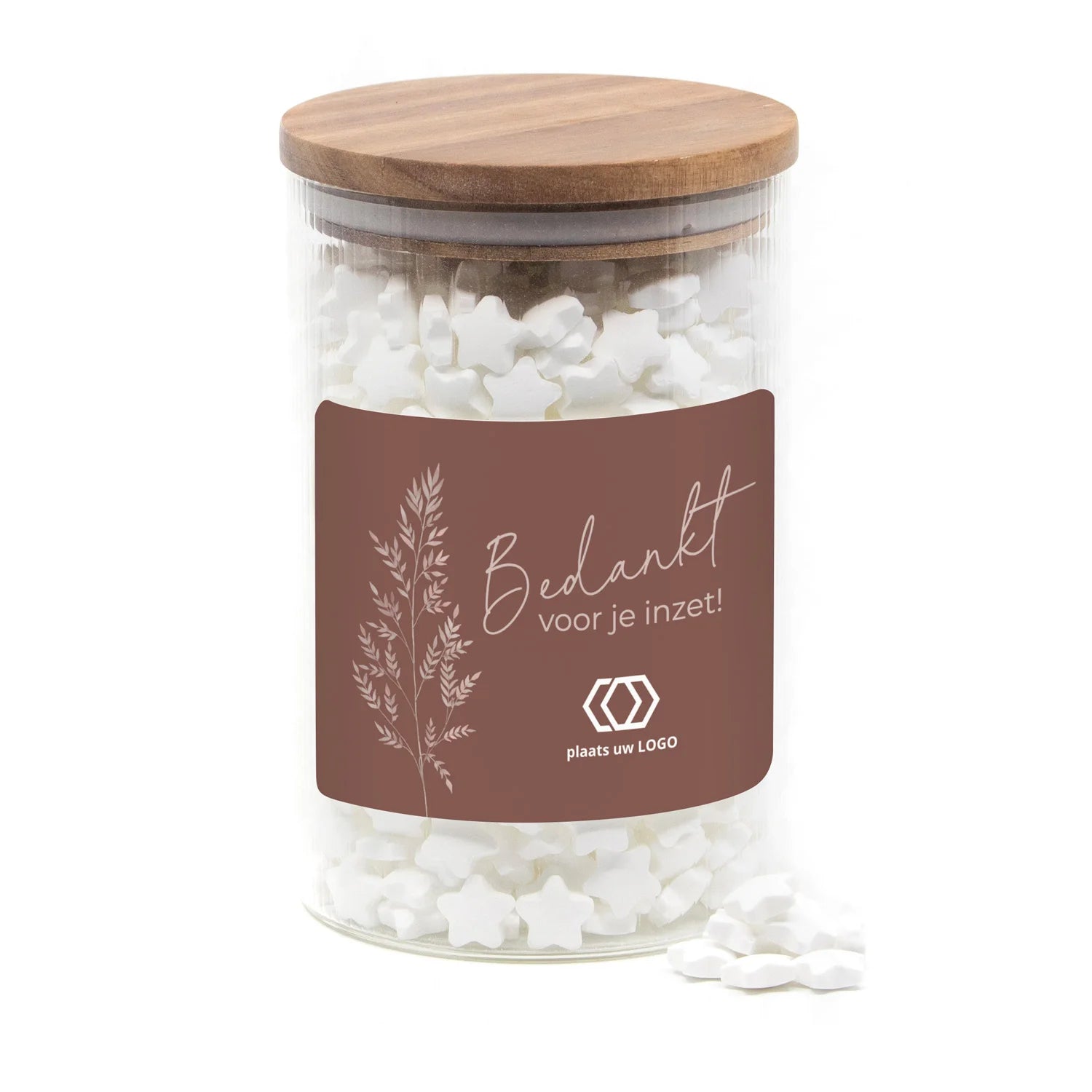 Luxe grote snoeppot met ribbelglas - Zakelijk - Bedankjes.nl
