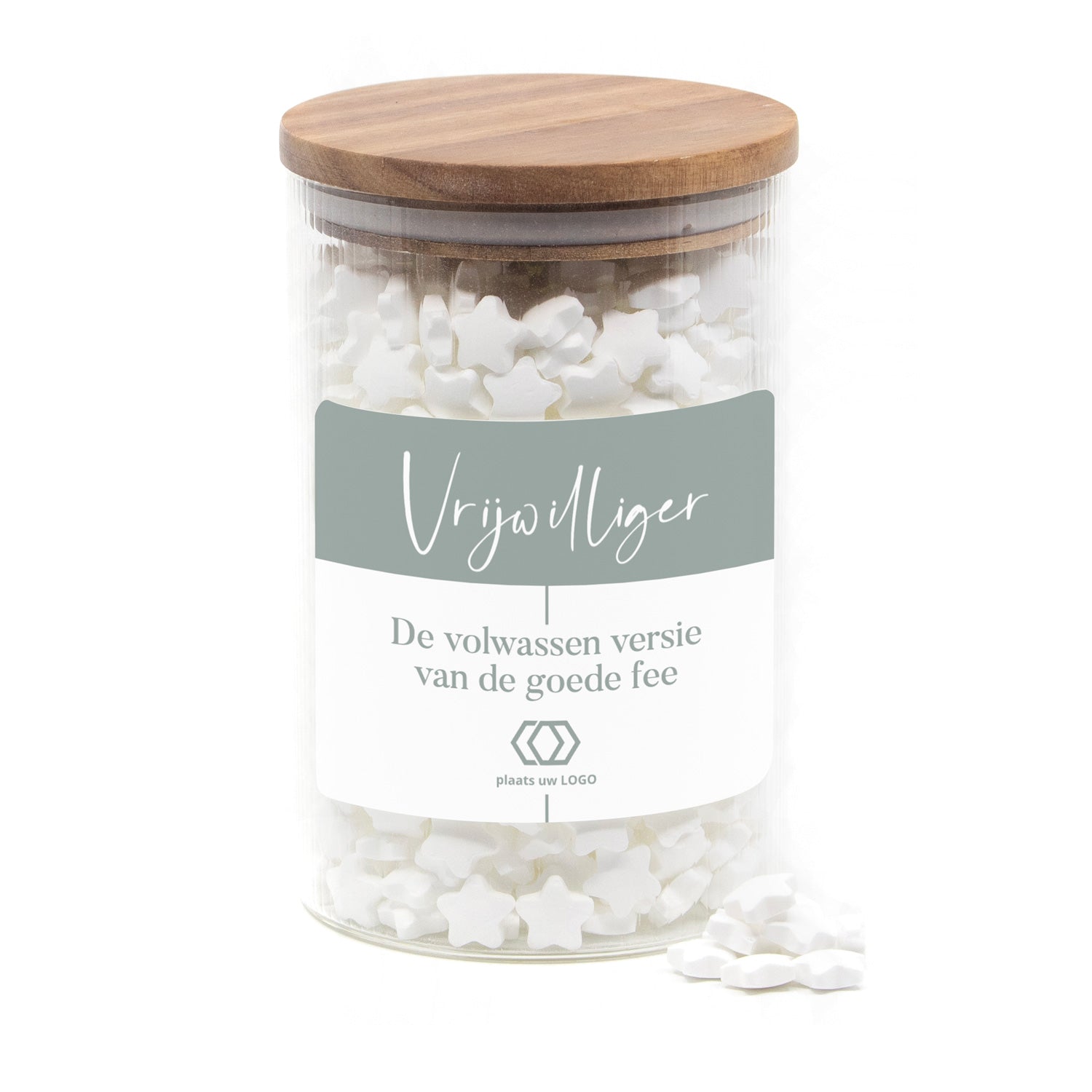 Luxe grote snoeppot met ribbelglas - Vrijwilliger