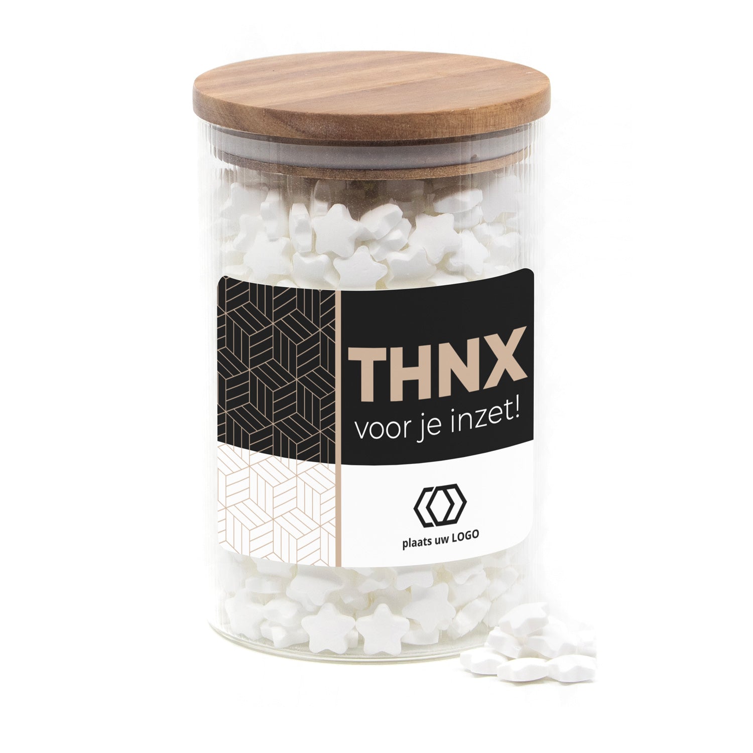 Luxe grote snoeppot met ribbelglas - Vrijwilliger