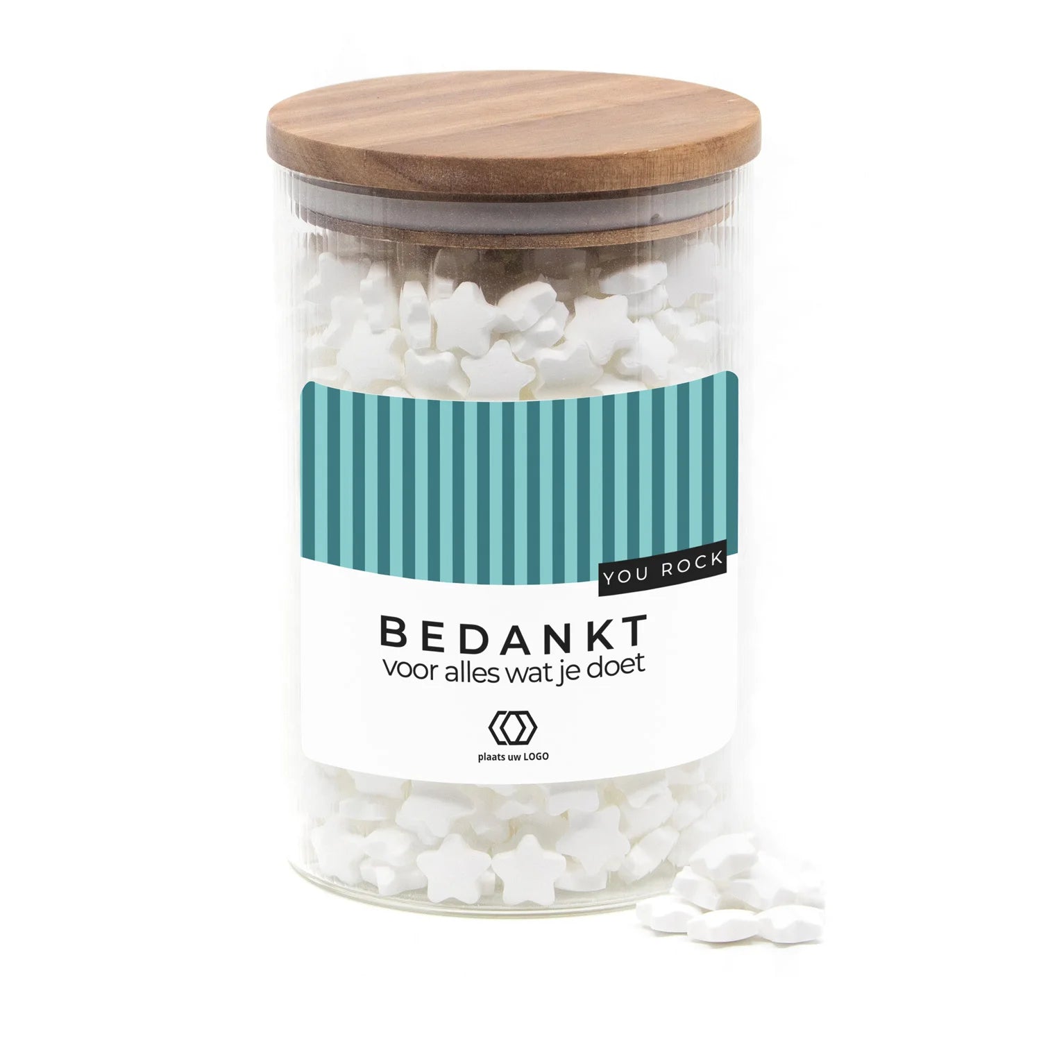 Luxe grote snoeppot met ribbelglas - Vrijwilliger - Bedankjes.nl