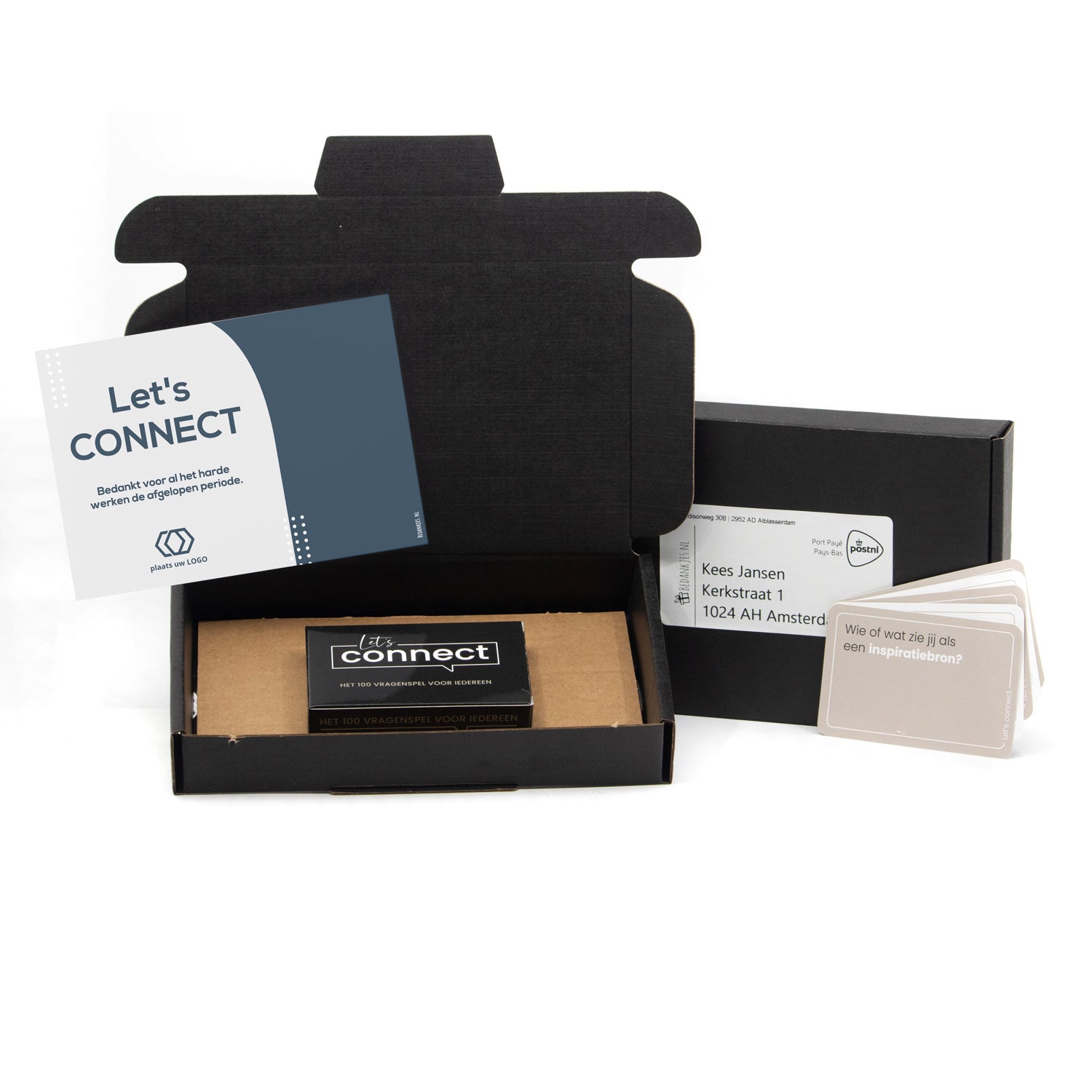 100 Vragenspel Let's Connect in doosje - Brievenbus - Bedankjes.nl