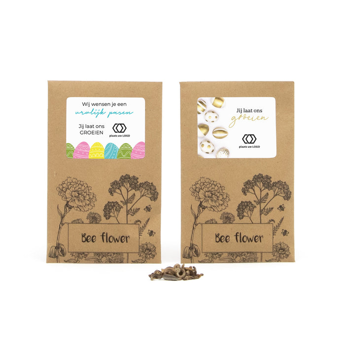 Bee flower zakje met eigen etiket - Pasen Bee flower zakje met eigen etiket - Pasen