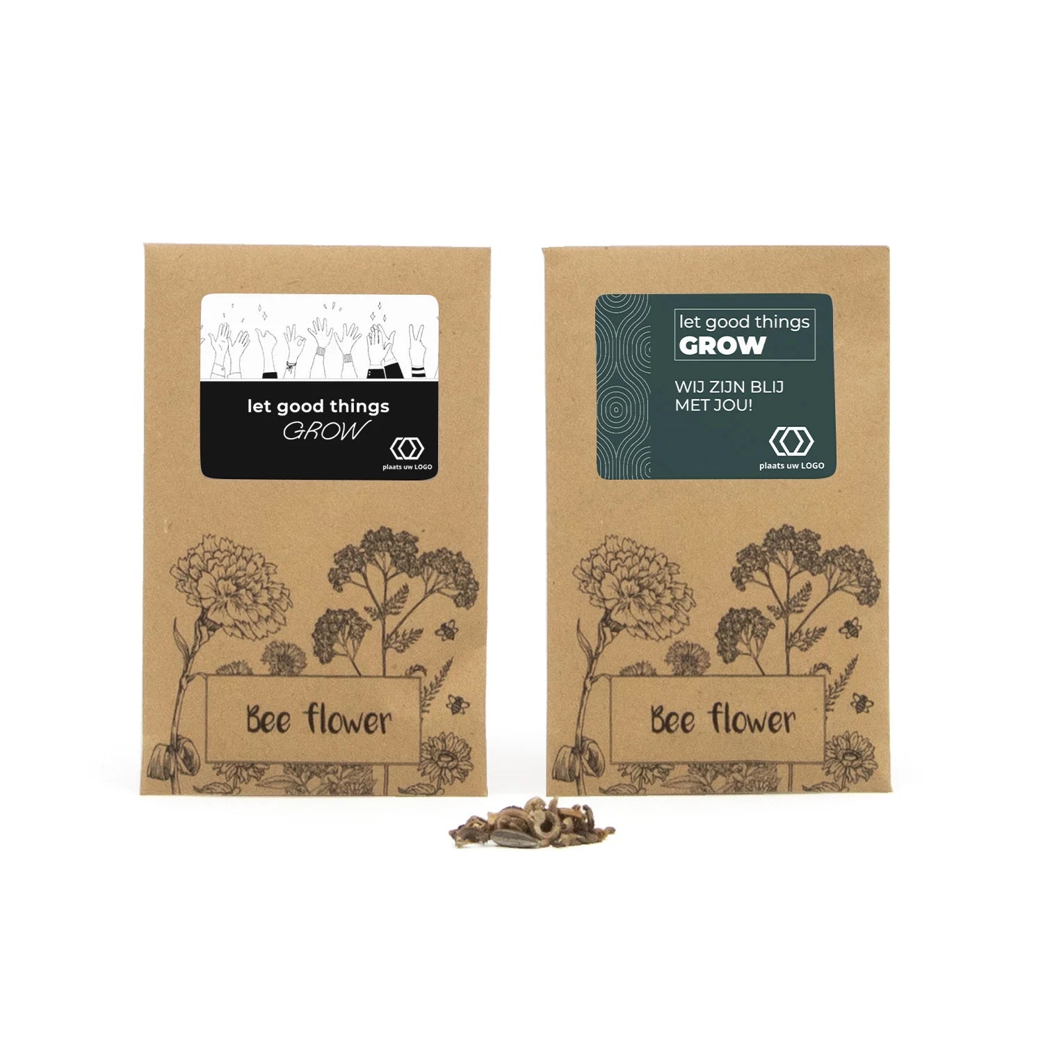 Bee flower zakje met eigen etiket - Zakelijk - Bedankjes.nl