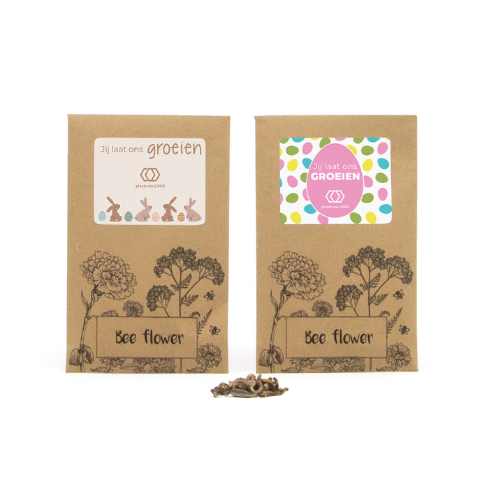Bee flower zakje met eigen etiket - Pasen Bee flower zakje met eigen etiket - Pasen