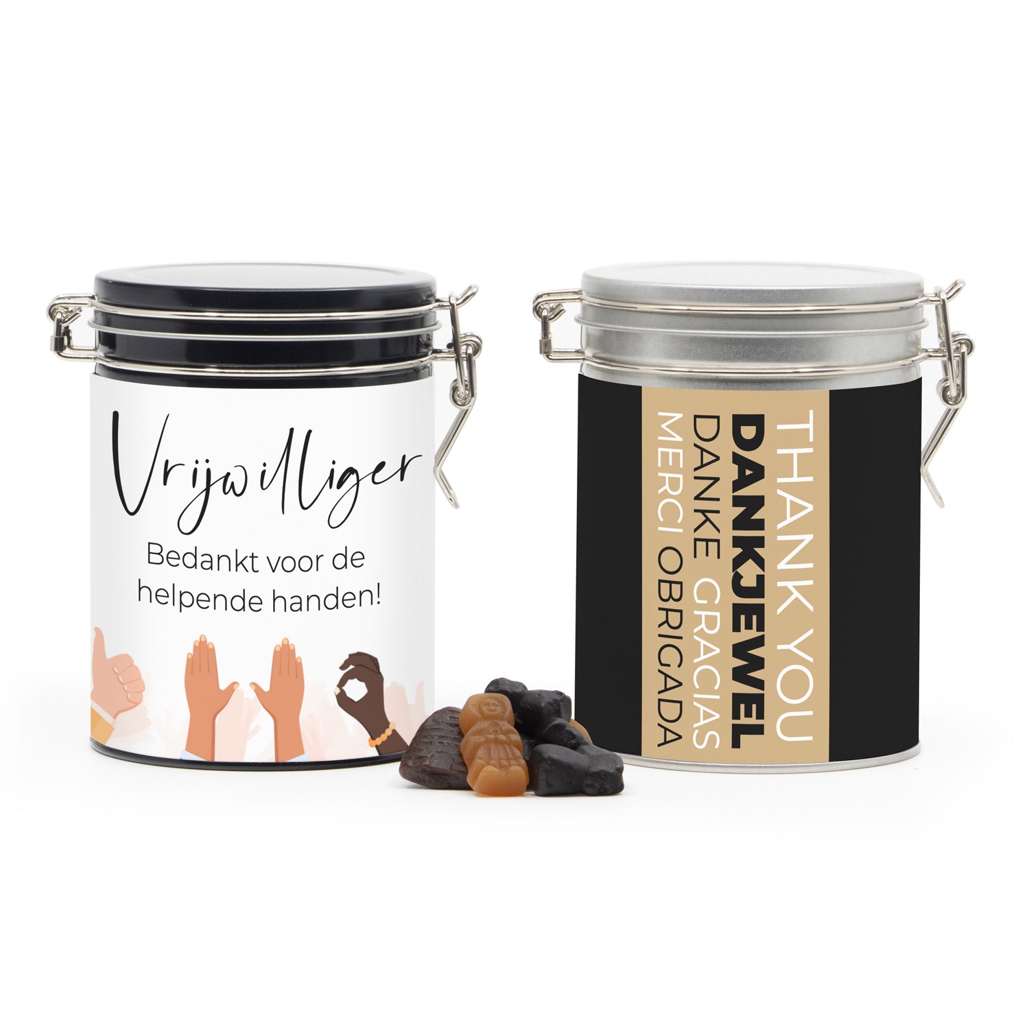 Beugelblik met eigen wikkel - Vrijwilliger - Bedankjes.nl