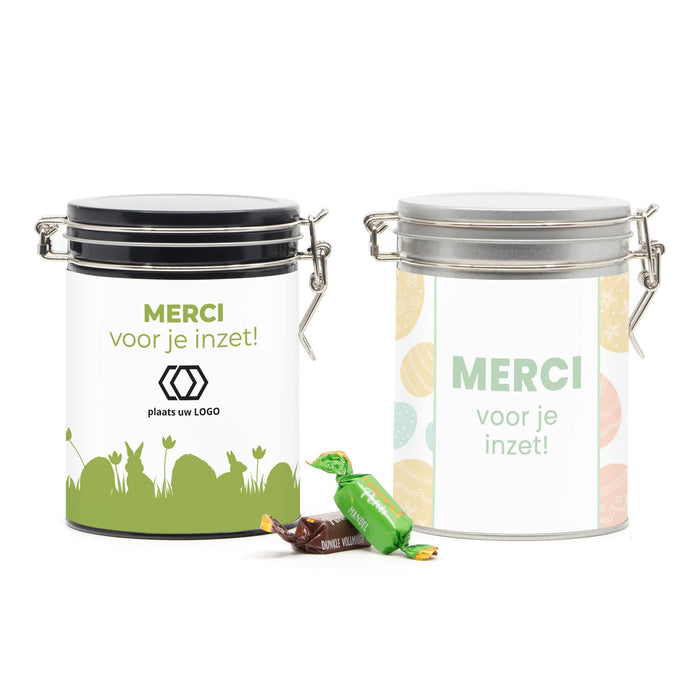 Beugelblik Merci petits met eigen wikkel - Pasen Beugelblik Merci petits met eigen wikkel - Pasen