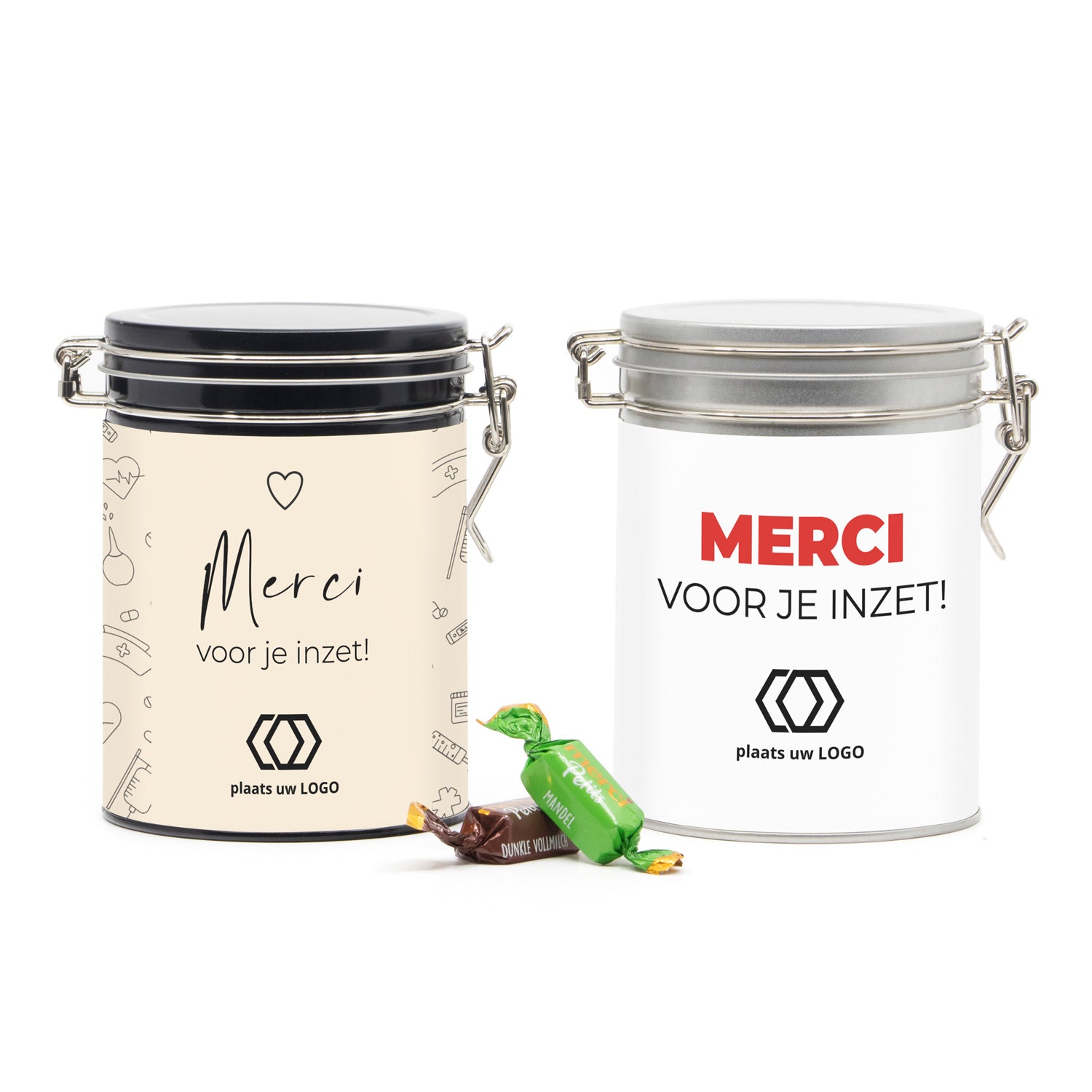 Beugelblik Merci petits met eigen wikkel - Verpleging - Bedankjes.nl