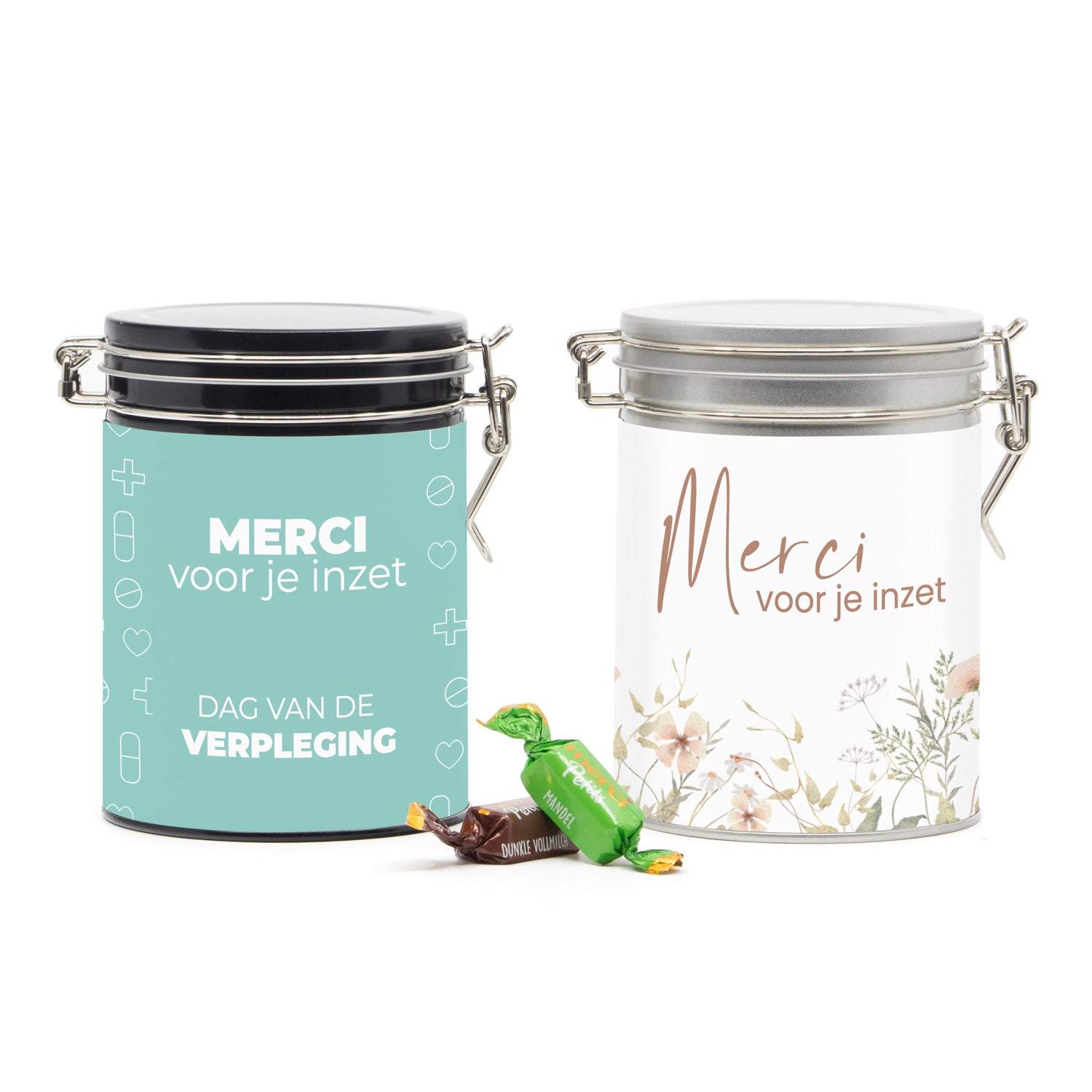 Beugelblik Merci petits met eigen wikkel - Verpleging - Bedankjes.nl