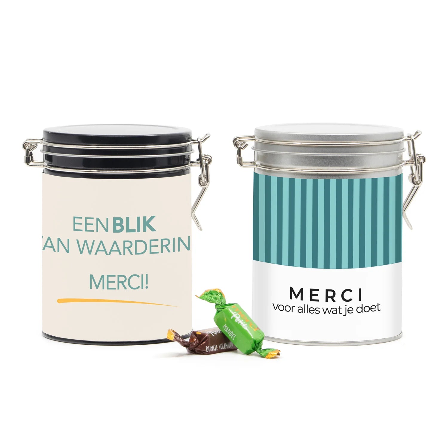 Beugelblik Merci petits met eigen wikkel - Zakelijk