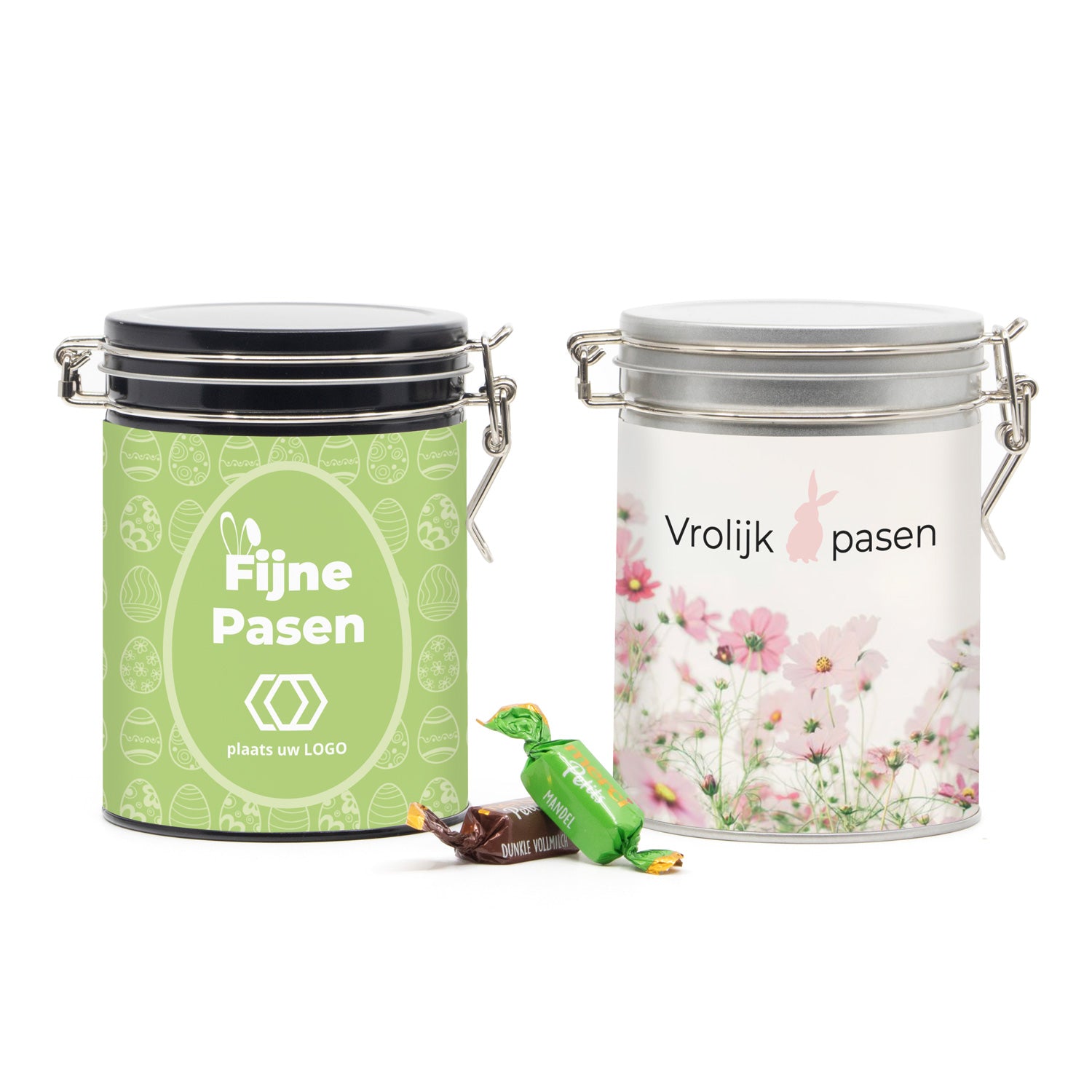 Beugelblik Merci petits met eigen wikkel - Pasen - Bedankjes.nl