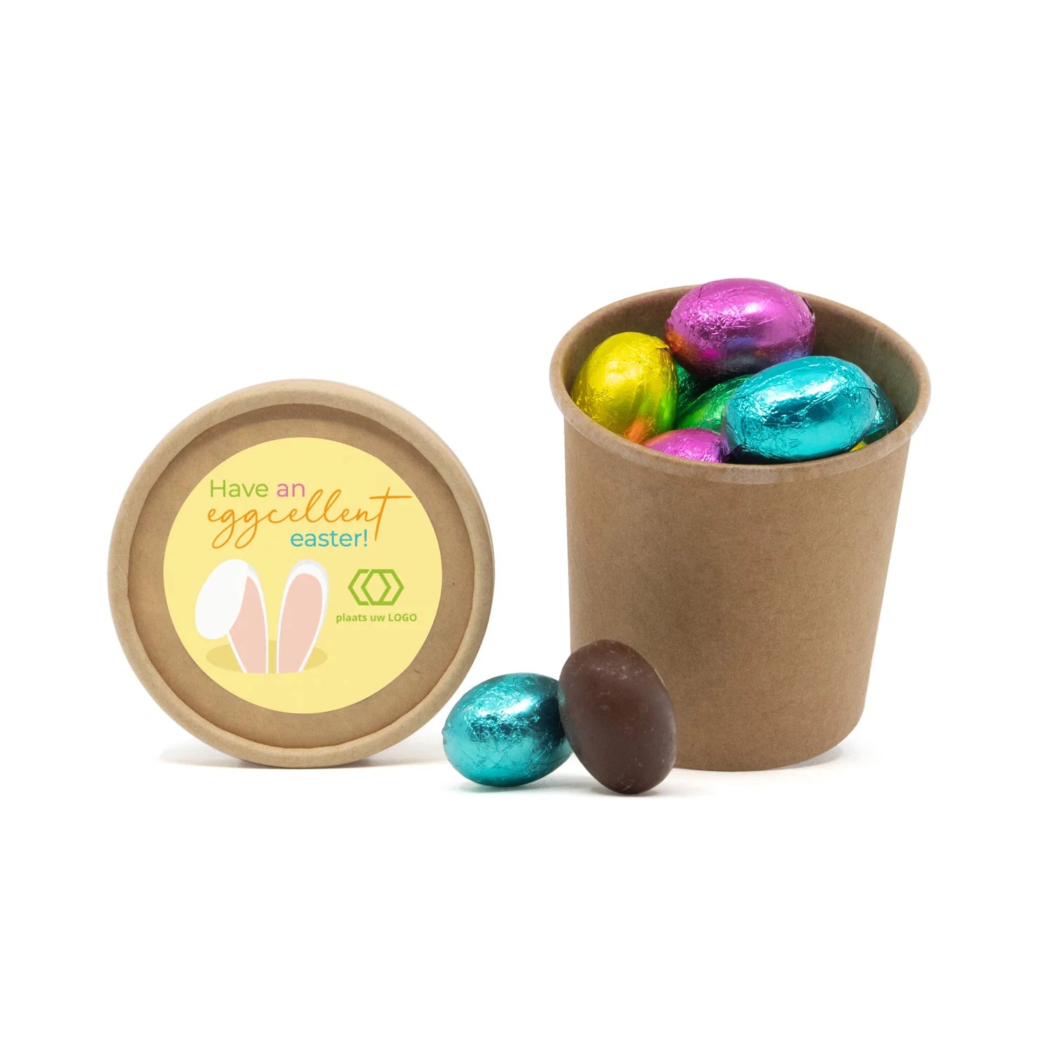 Bio kraftbekertje met paaseitjes - Pasen - Bedankjes.nl